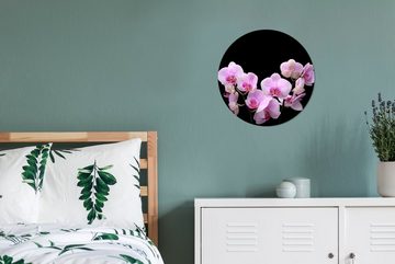 MuchoWow Gemälde Orchidee - Blumen - Rosa - Flora, (1 St), Kreis Wanddekoration Forex, Rundes Wandbild, Wohnzimmer, 30x30 cm