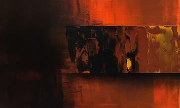 WandbilderXXL XXL-Wandbild Fiery Illumination 210 x 80 cm, Abstraktes Gemälde, handgemaltes Unikat
