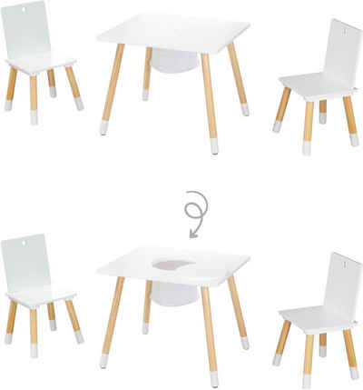 roba® Kindersitzgruppe Sitzgruppe mit Aufbewahrungsnetz, weiß, aus Holz