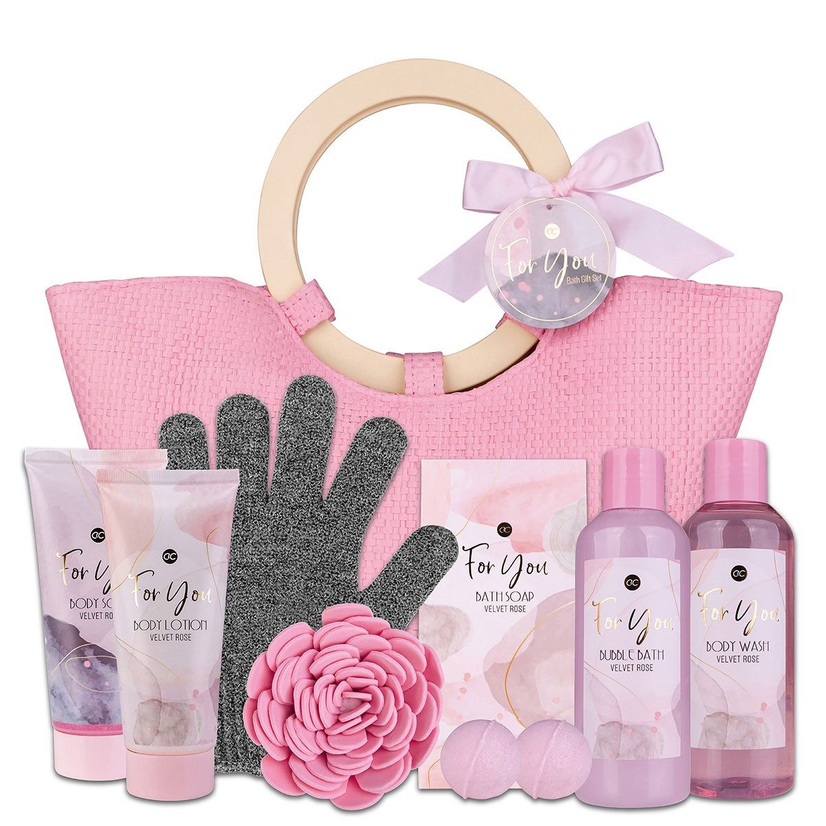 ACCENTRA Pflege-Geschenkset Pink Rose, in einer Handtasche