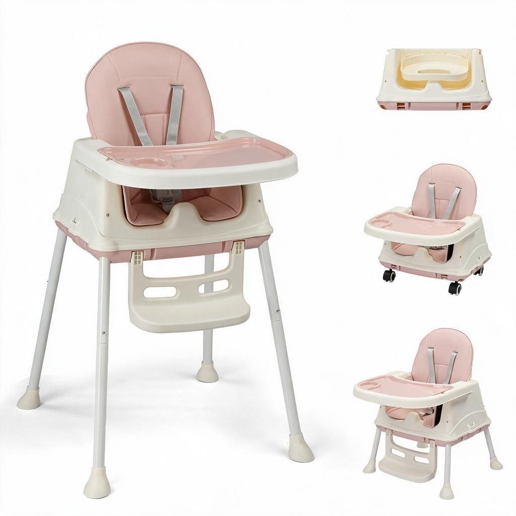 LALAHO Kinderstuhl Baby 4-in-1 Kinderhochstuhl - Abnehmbar Esszimmerstuhl, Kinderwagen - Mitwachsstuhl und Babystuhl Höhenverstellbar
