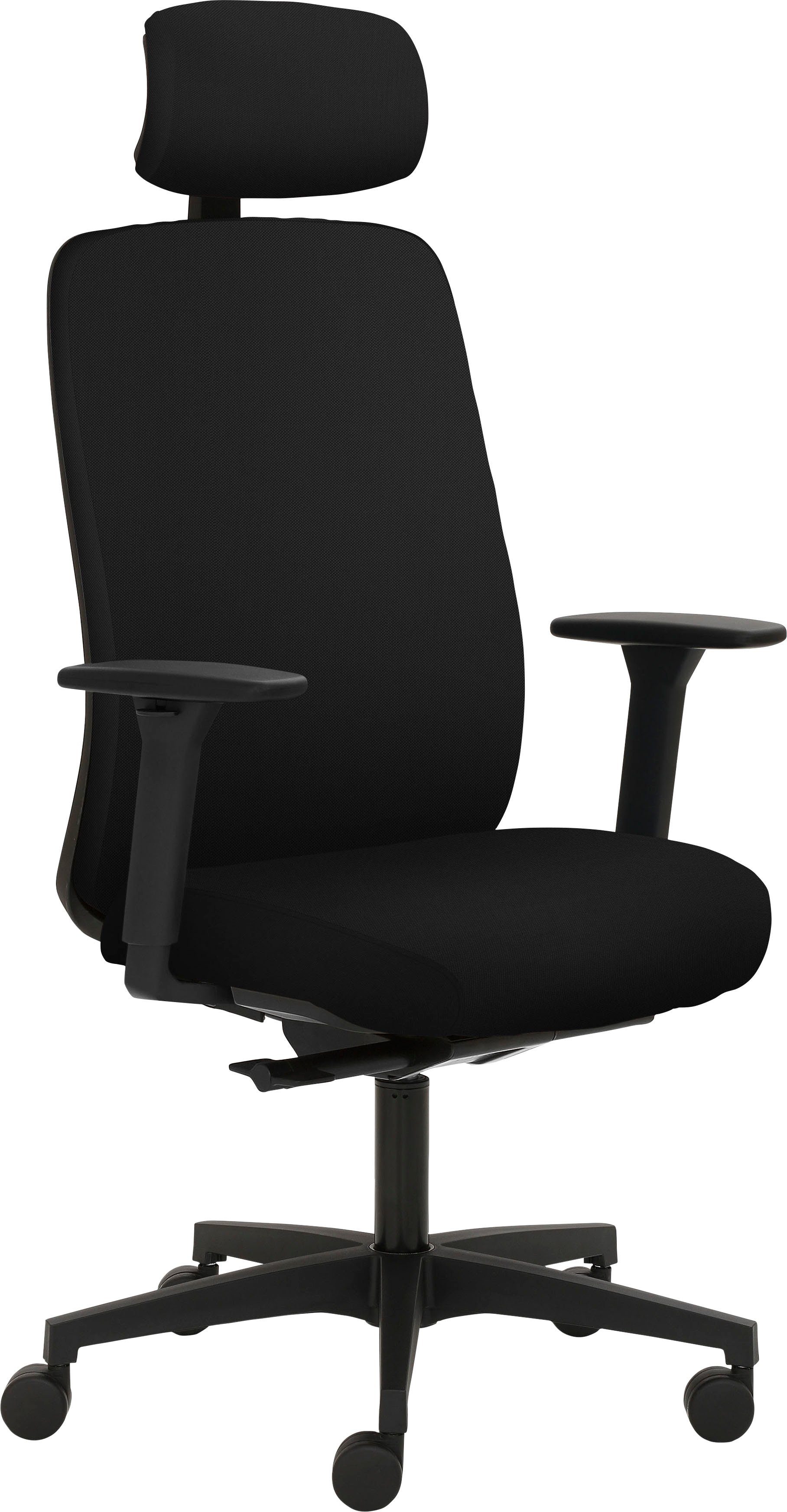 Schwarz Sitzmöbel Armlehnen, Kopfstütze, 3D 2229, Drehstuhl Schwarz Sitztiefenverstellung | Mayer