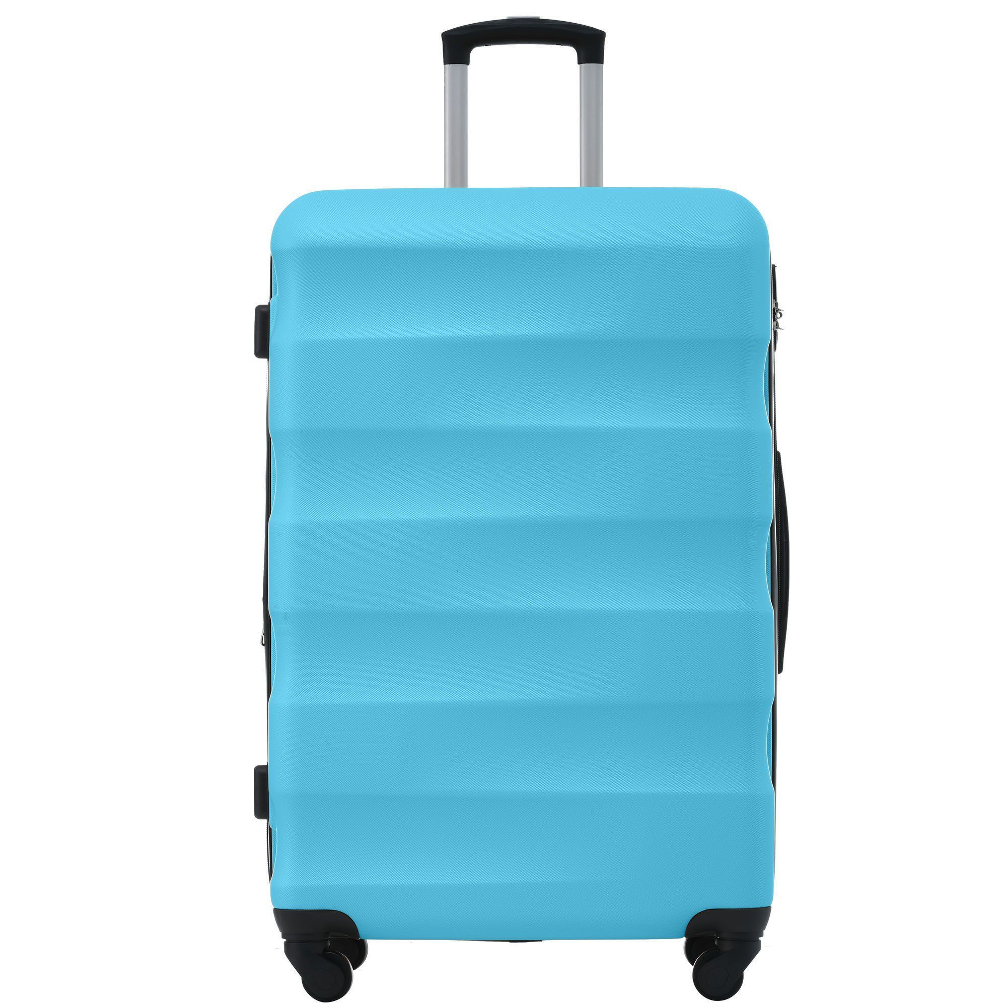Kofferset Trolleyset TSA Blau tlg) 360° Zollschloss, 4 Ulife ABS-Material, (3 Rollen, -Räder, Reisekoffer