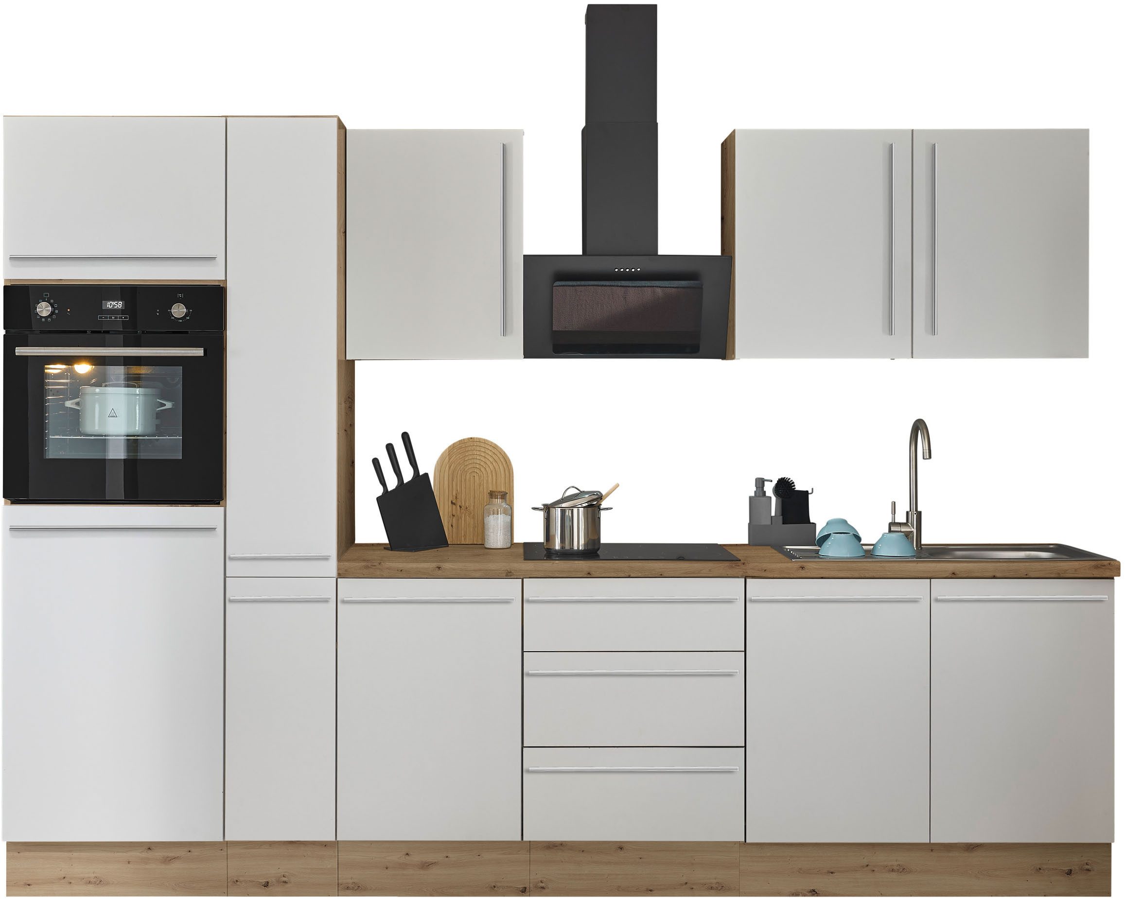 KOCHSTATION Küchenzeile Florida, Breite 300 cm, wahlweise mit E-Geräten,Softclose für Türen/Schubkästen