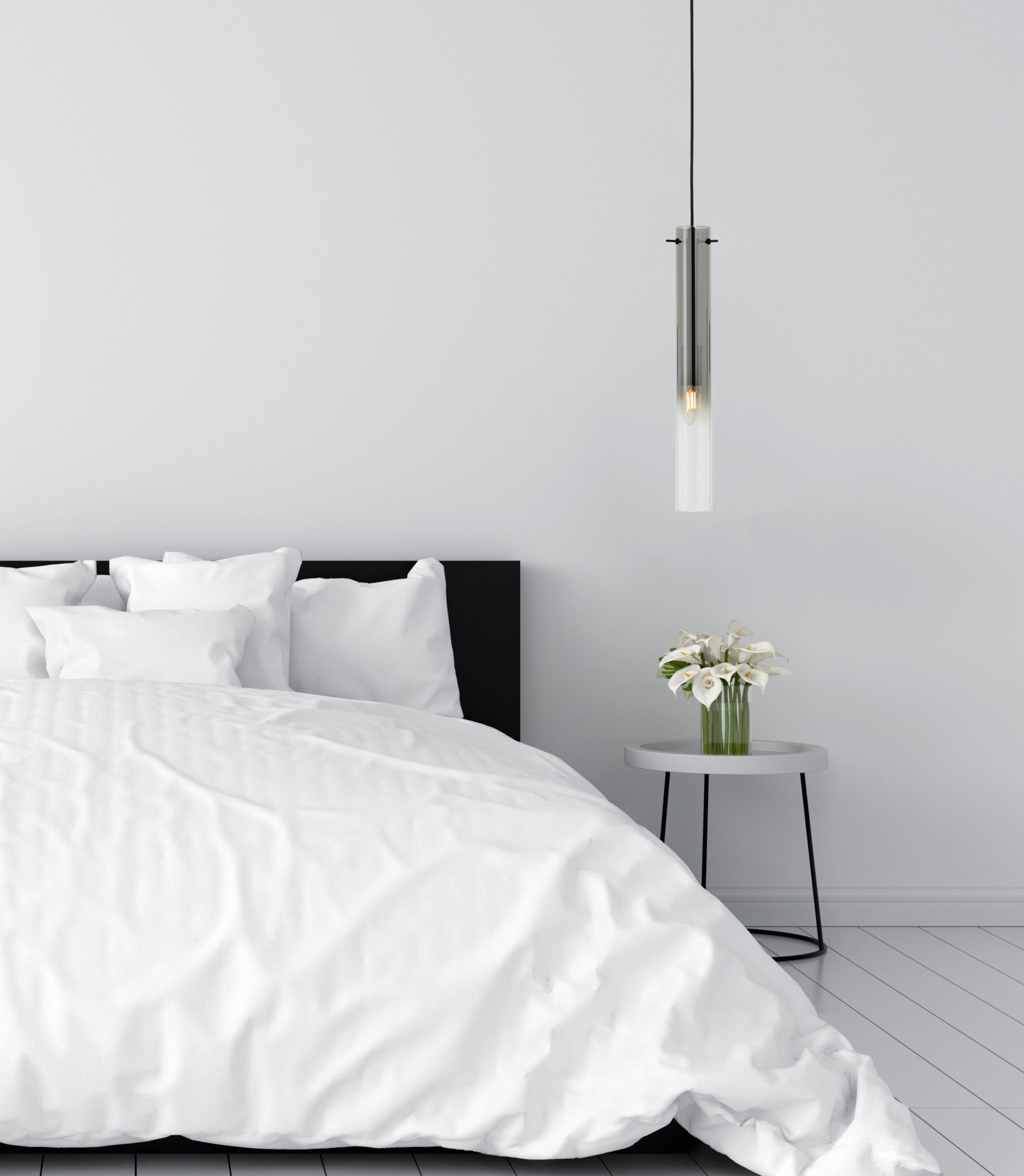 Brilliant Pendelleuchte Glasini, ohne Leuchtmittel, 199 x 15 cm, E14, kürzbar, Metall/Rauchglas, matt schwarz