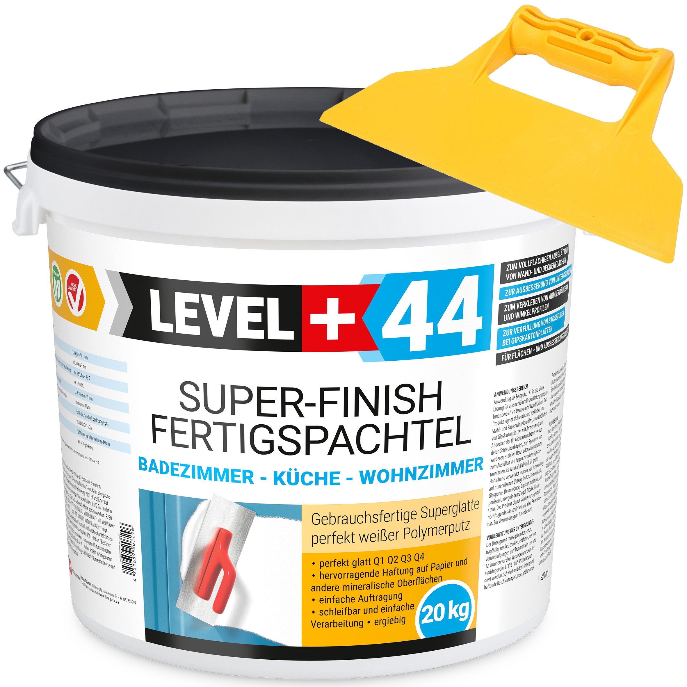 Level+ Шпательmasse LEVEL+ SET Применитьspachtel Шпательmasse L+44 - 20KG + Glattespachtel
