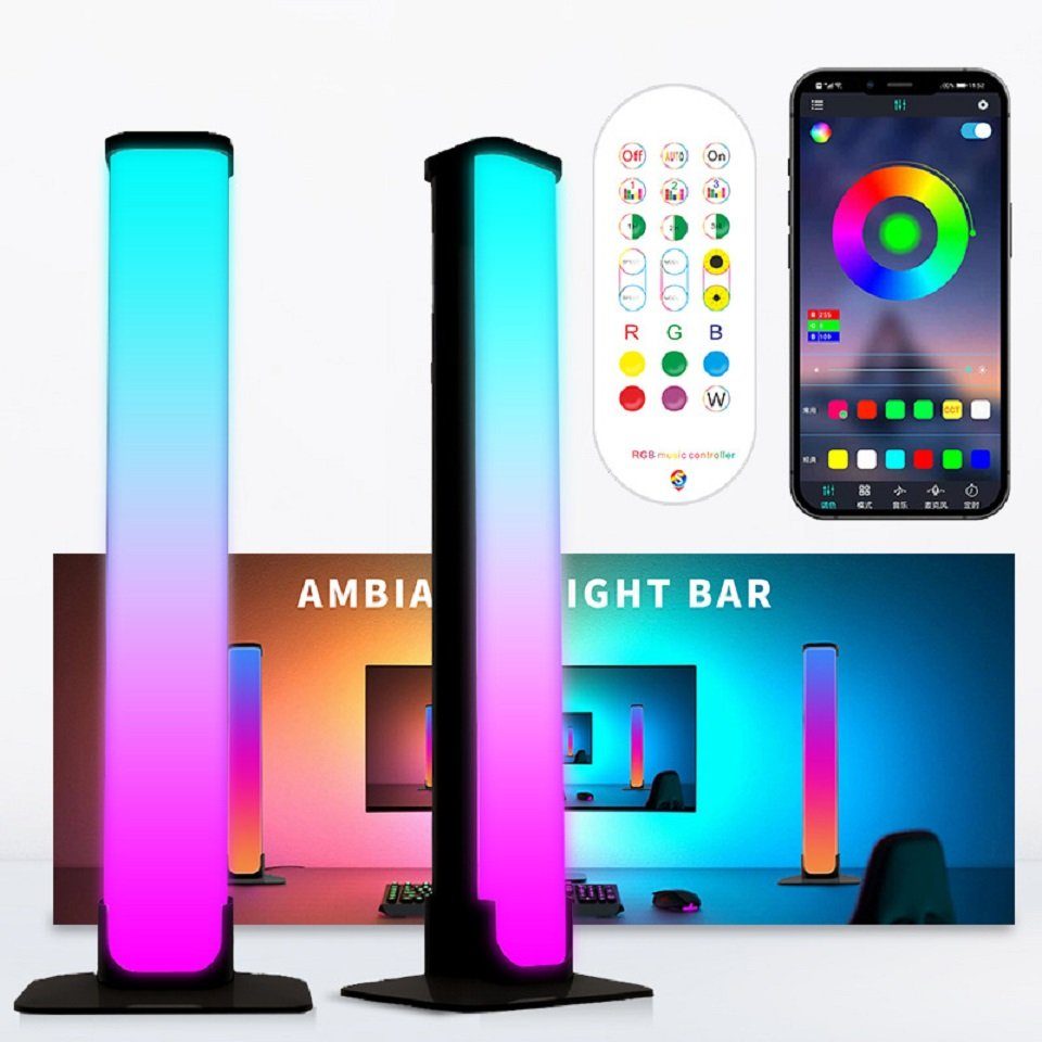 TV Lampe Bluetooth Hintergrundbeleuchtung RGB APP Lightbar LED Stripe Gaming BUMHUM Licht Sensor Gaming LED-Streifen LED Lampe, 2x Stimmungslicht Smart Sound