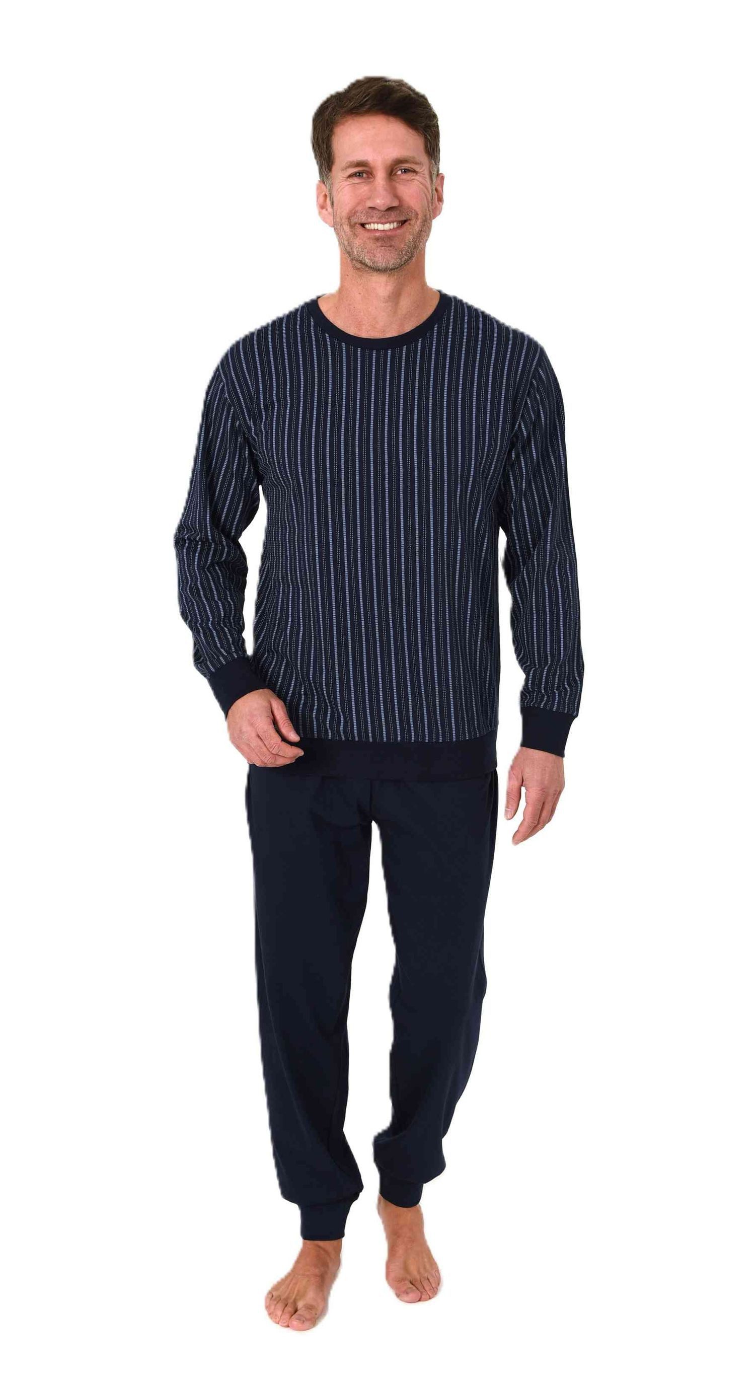 Normann Pyjama Normann Herren Schlafanzug lang mit Bündchen in Minimal Prin günstig online kaufen