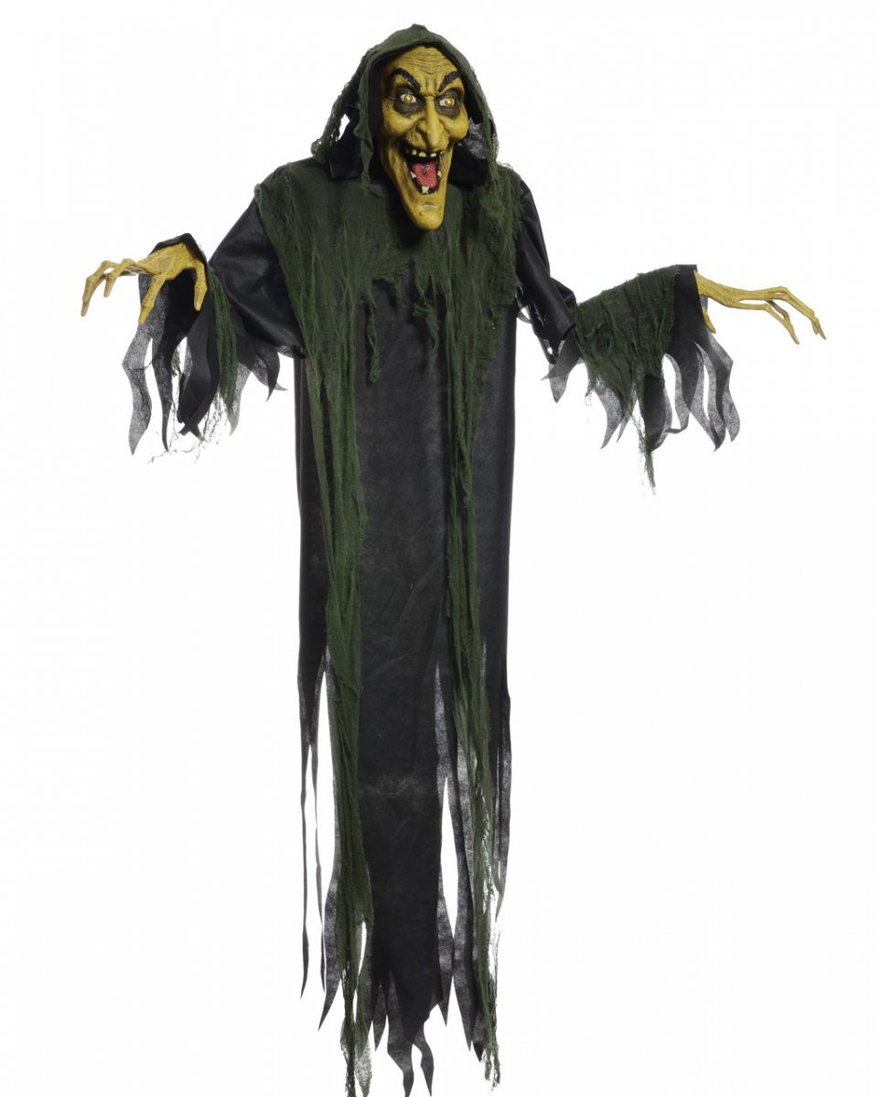 Dekoobjekt Sprechende Hexe Halloween Figur mit Sound & Lichte