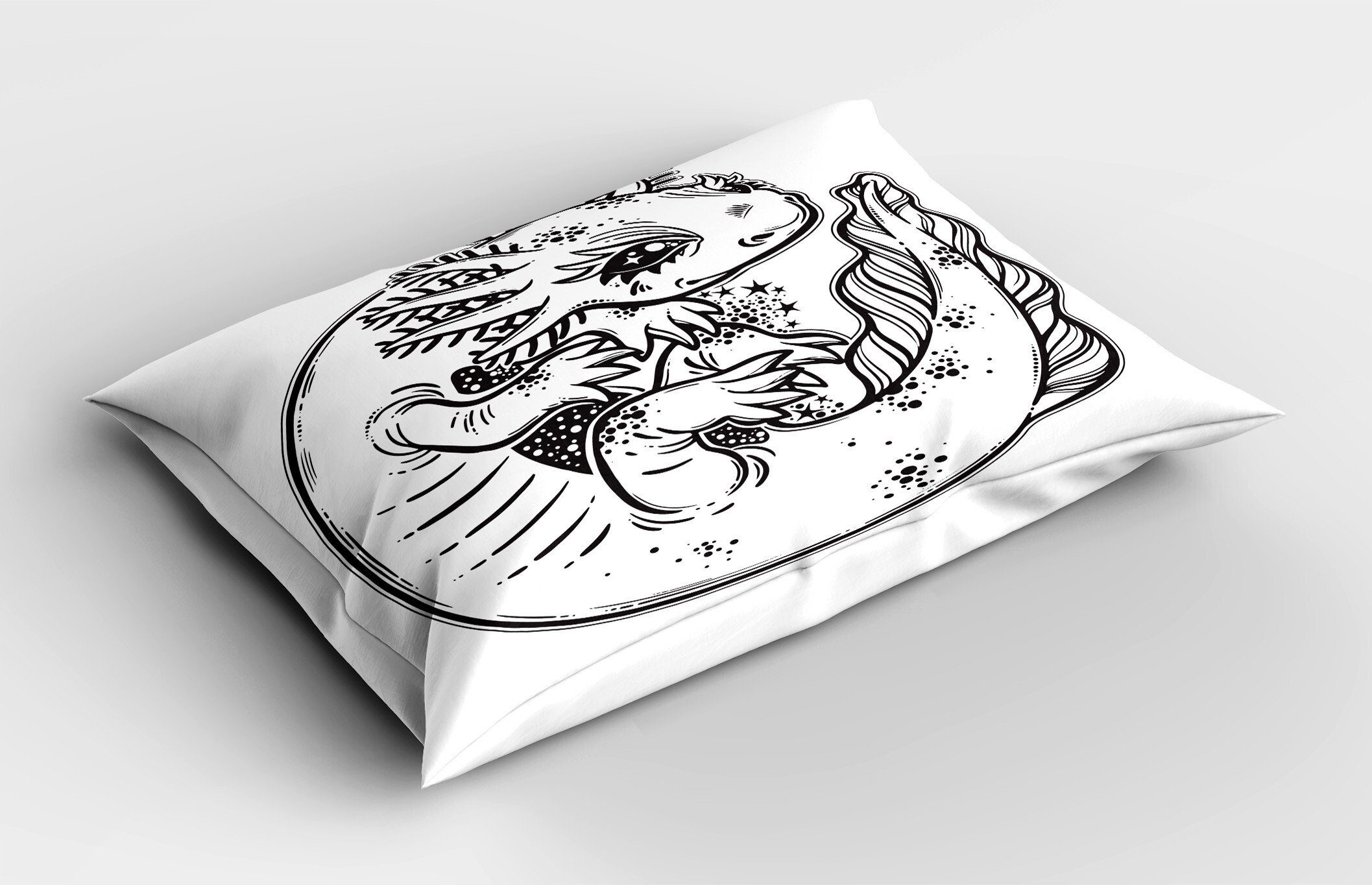 Axolotl Kissenbezüge Size Abakuhaus Kissenbezug, King Salamander Stück), Graphic Gedruckter (1 Dekorativer Zeichnung Standard