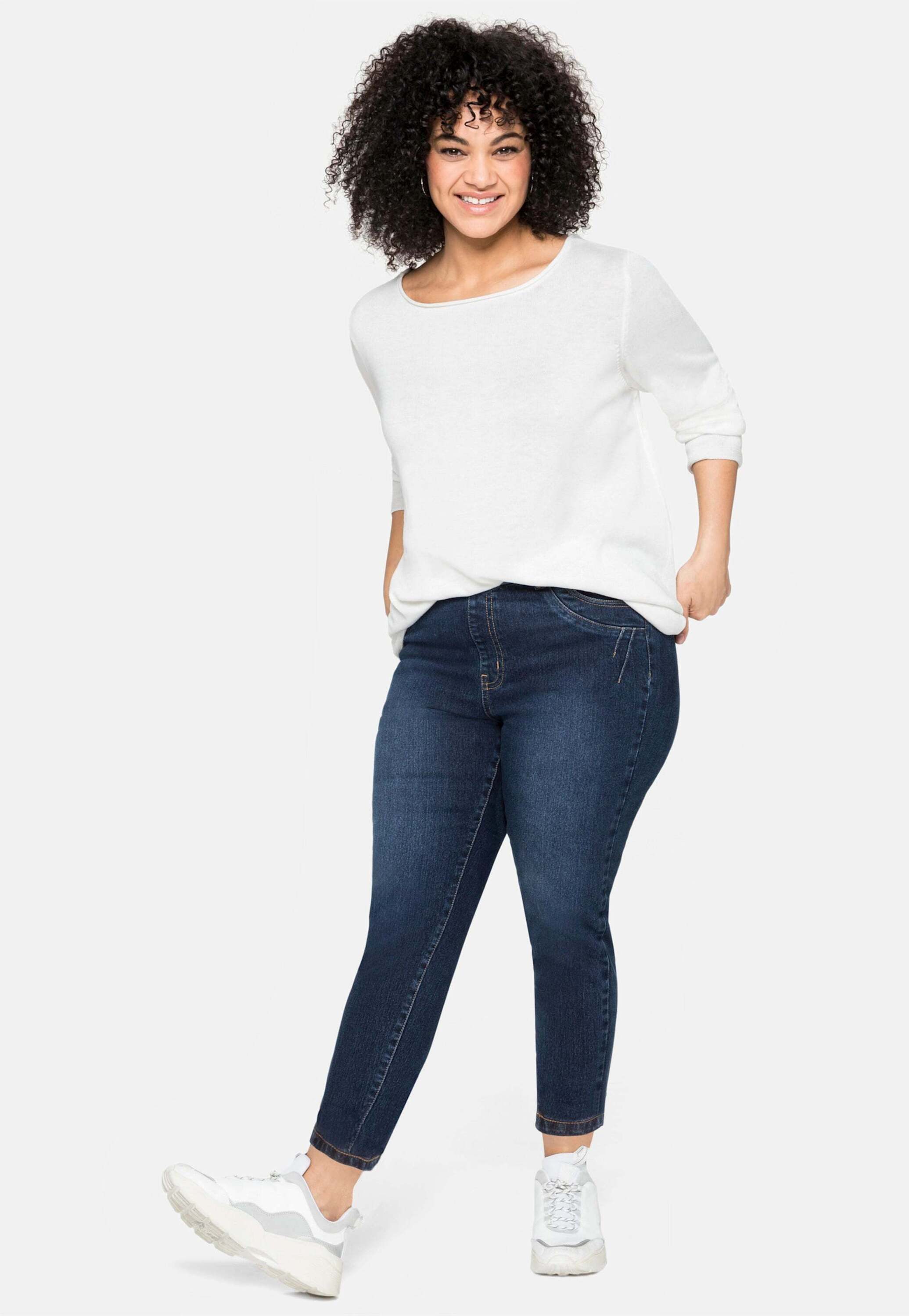 Sheego Bequeme Jeans Stretch-Jeans normal mit Gummibund und Gürtelschlaufen