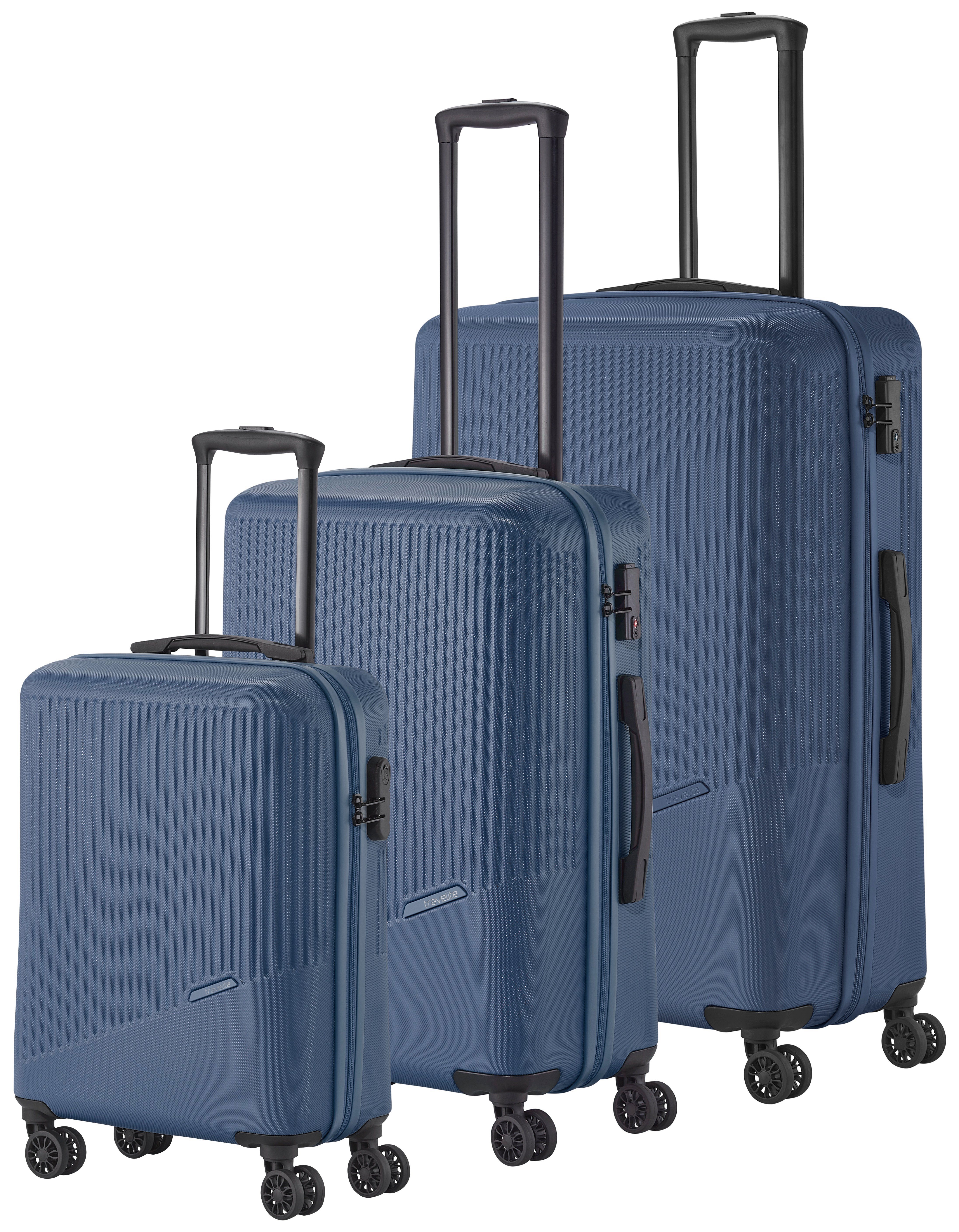 travelite blau (Set, tlg., L/M/S, Set), in Rollen, Look dezentem Trolley 4 4w Trolleyset BALI 3 Hartschalen