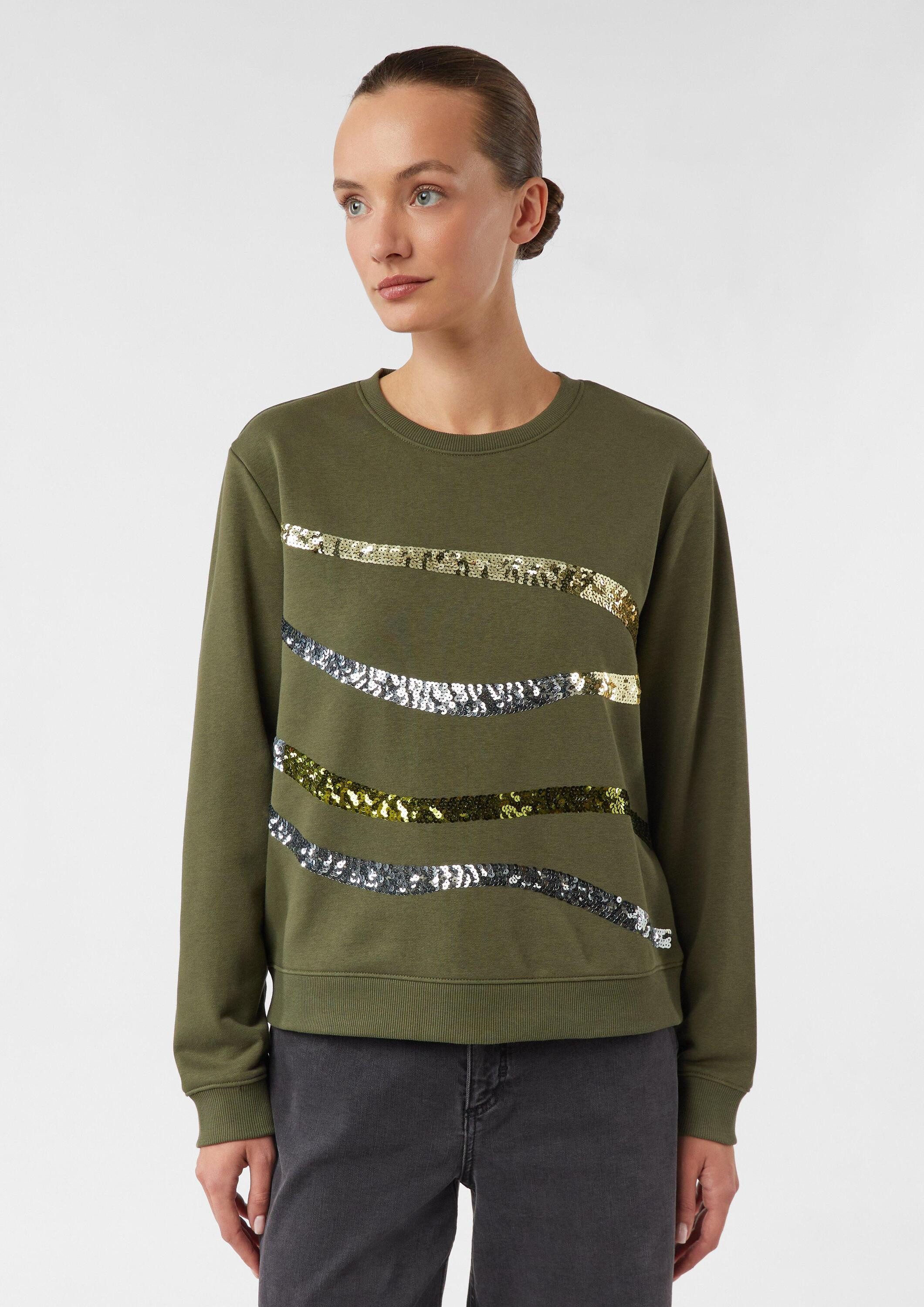 comma Sweatshirt Sweatshirt Sweatshirt mit Pailletten-Artwork