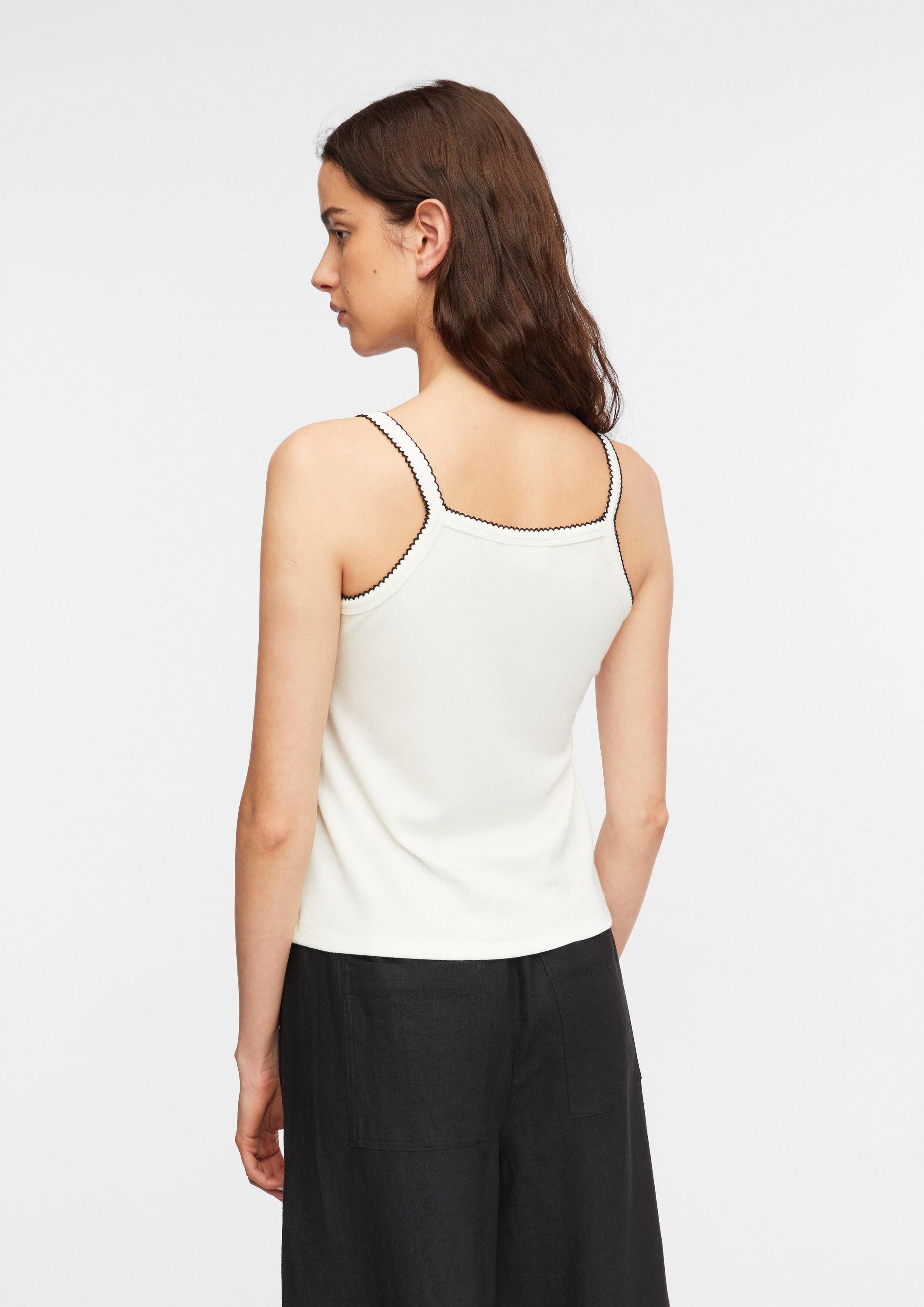 comma Muskelshirt T-Shirt Spaghettiträgertop aus Viskosemix mit Kontrastdetail