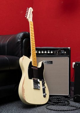 Rocktile E-Gitarre Vinstage TL-HMWM Vintage White - Relic-Gitarre in Aged-Style, 2x Single Coil Pickup