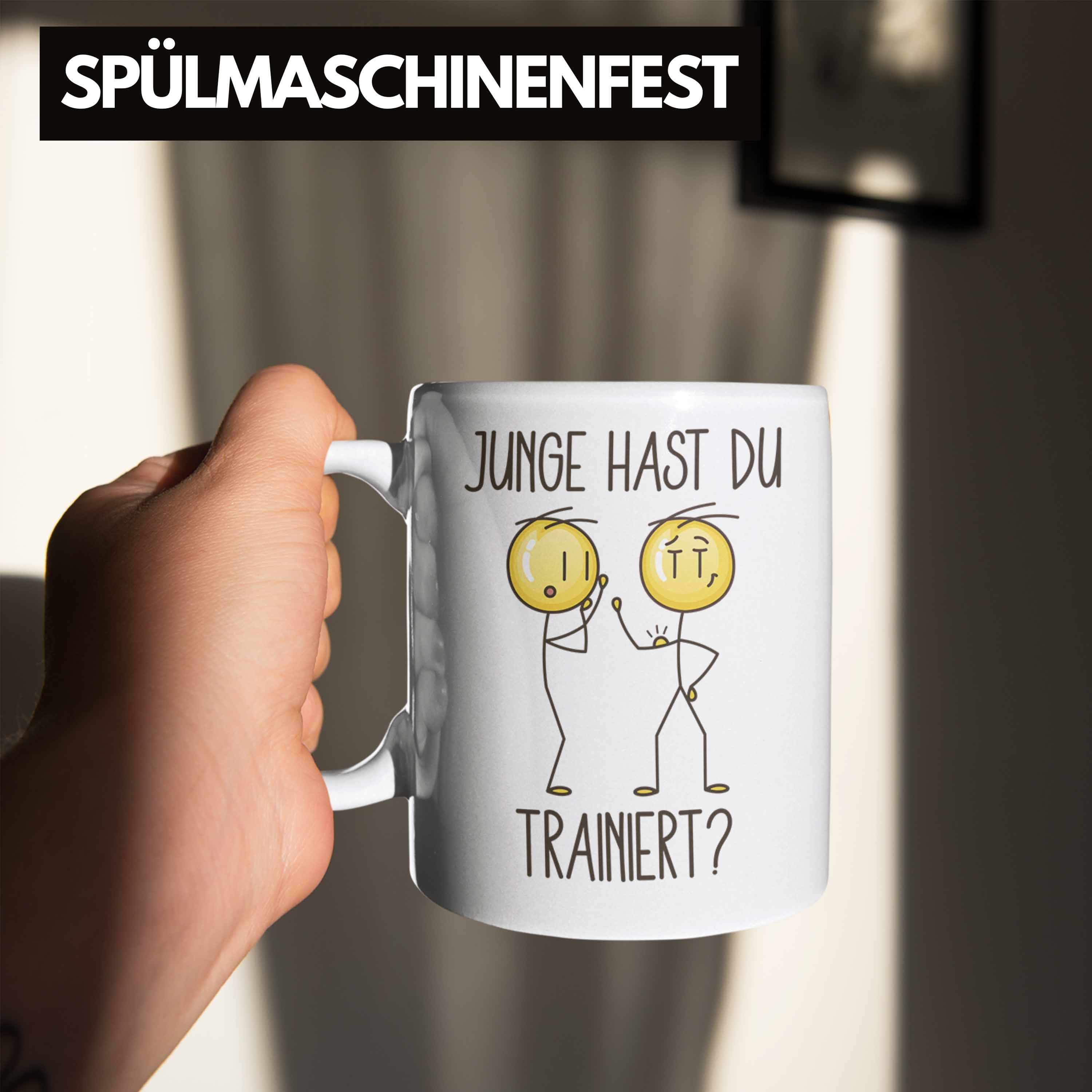 Kaffeeta Tasse Gym Geschenkidee Du Pumper Weiss Tasse Trainiert Lustige Junge Trendation Hast