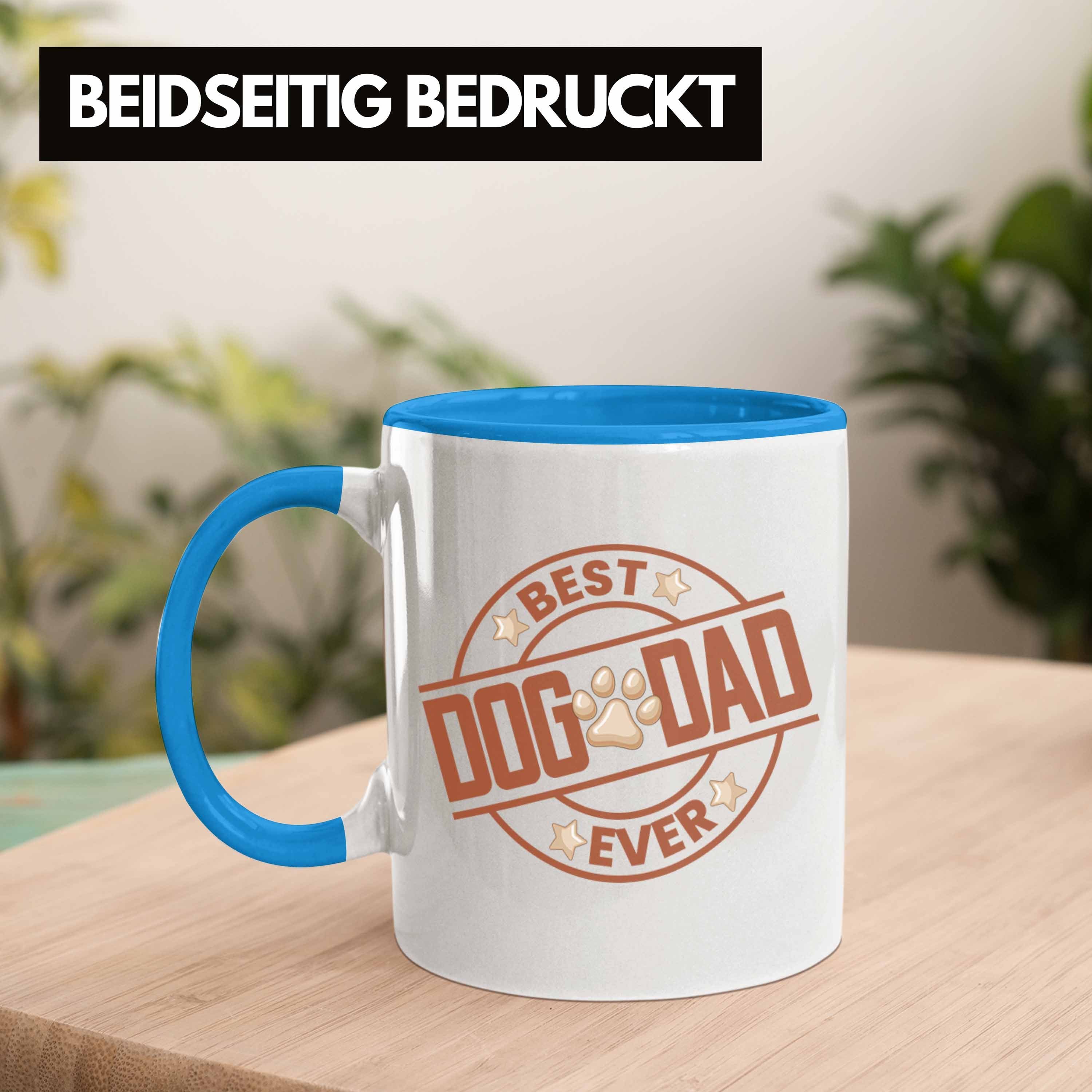 Trendation Tasse Trendation - Hundepapa Blau Bester Dad Tasse Hunde Geschenk Dog Ever Papa Geschenkidee