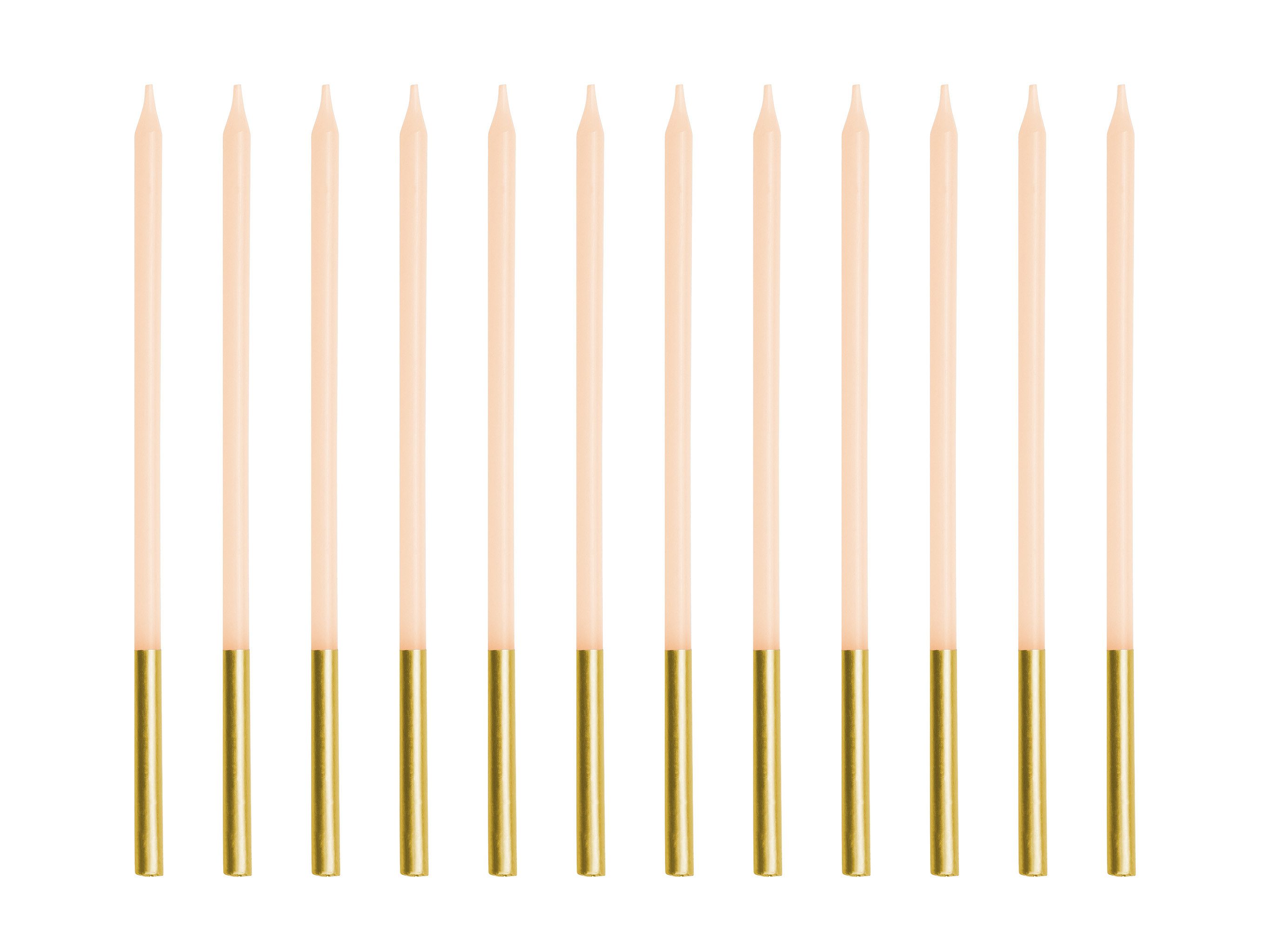 partydeco Geburtstagskerze, Geburtstagskerzen 14cm glatt 12er Set Beige / Gold