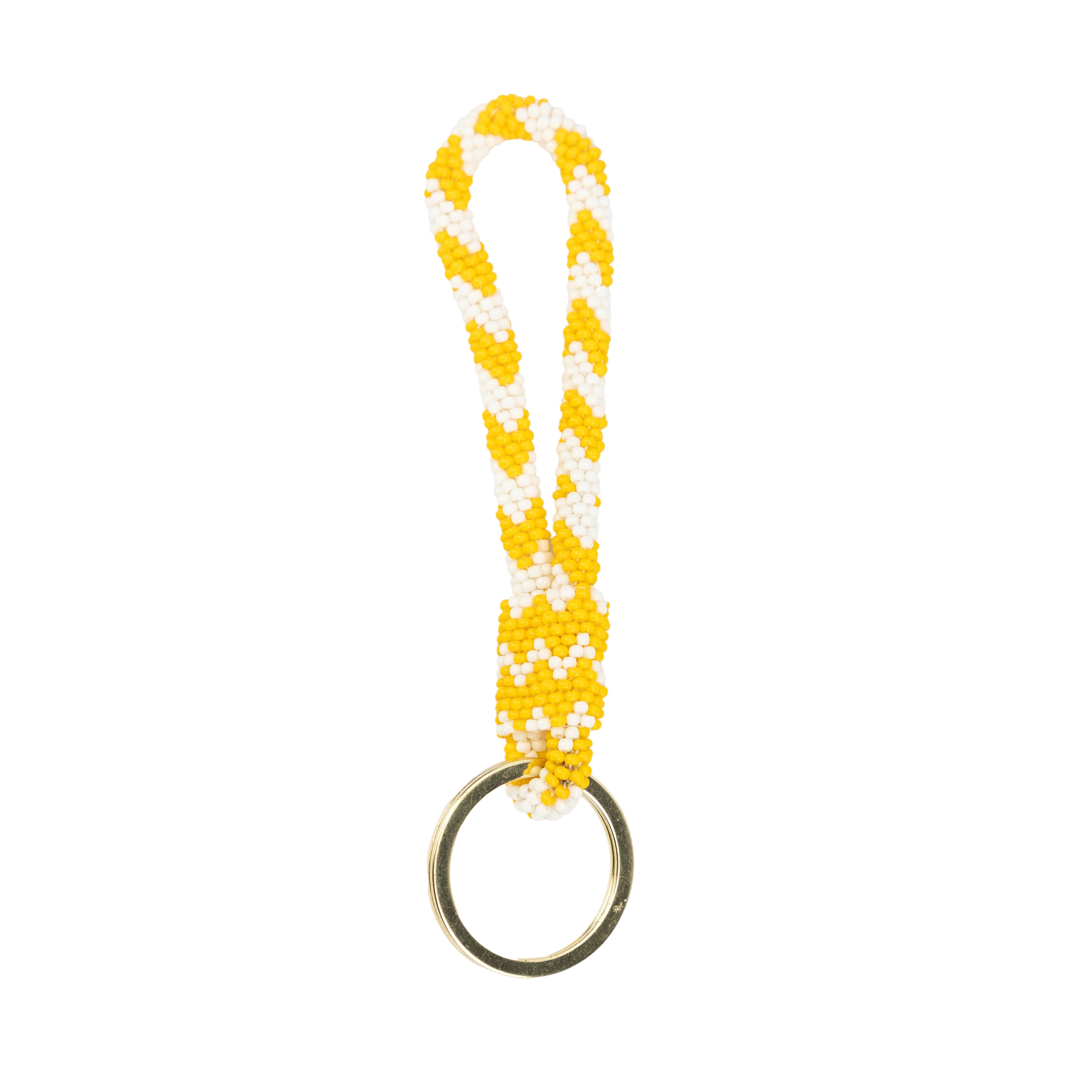 El Puente Schlüsselanhänger Schlüsselanhänger aus Glasperlen in Gelb, Handmade, Fair Trade