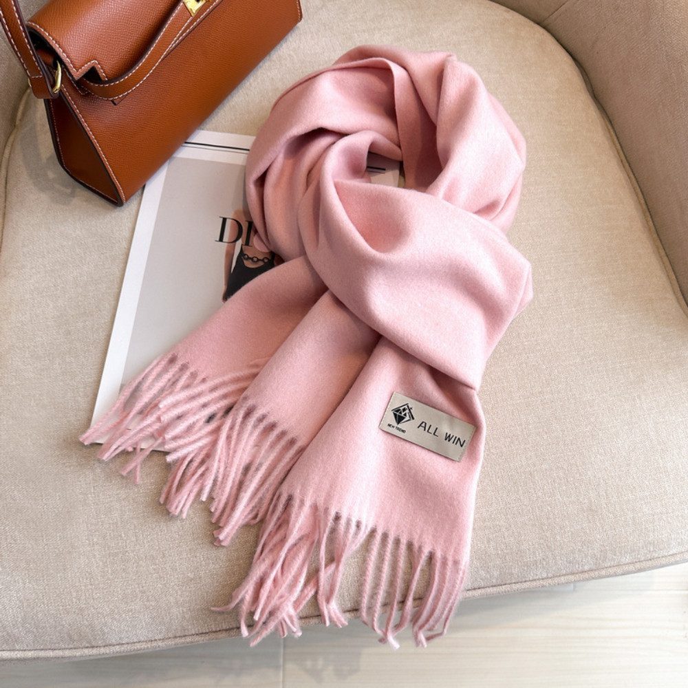 Blusmart Halstuch Schal Damen Warm Herbst Winter unifarben Baumwolle mit quasten, (Dick und weich, Einfarbige Schals und Tücher), Für abendkleid xl Stola Scarf  – Bild 4 von 5