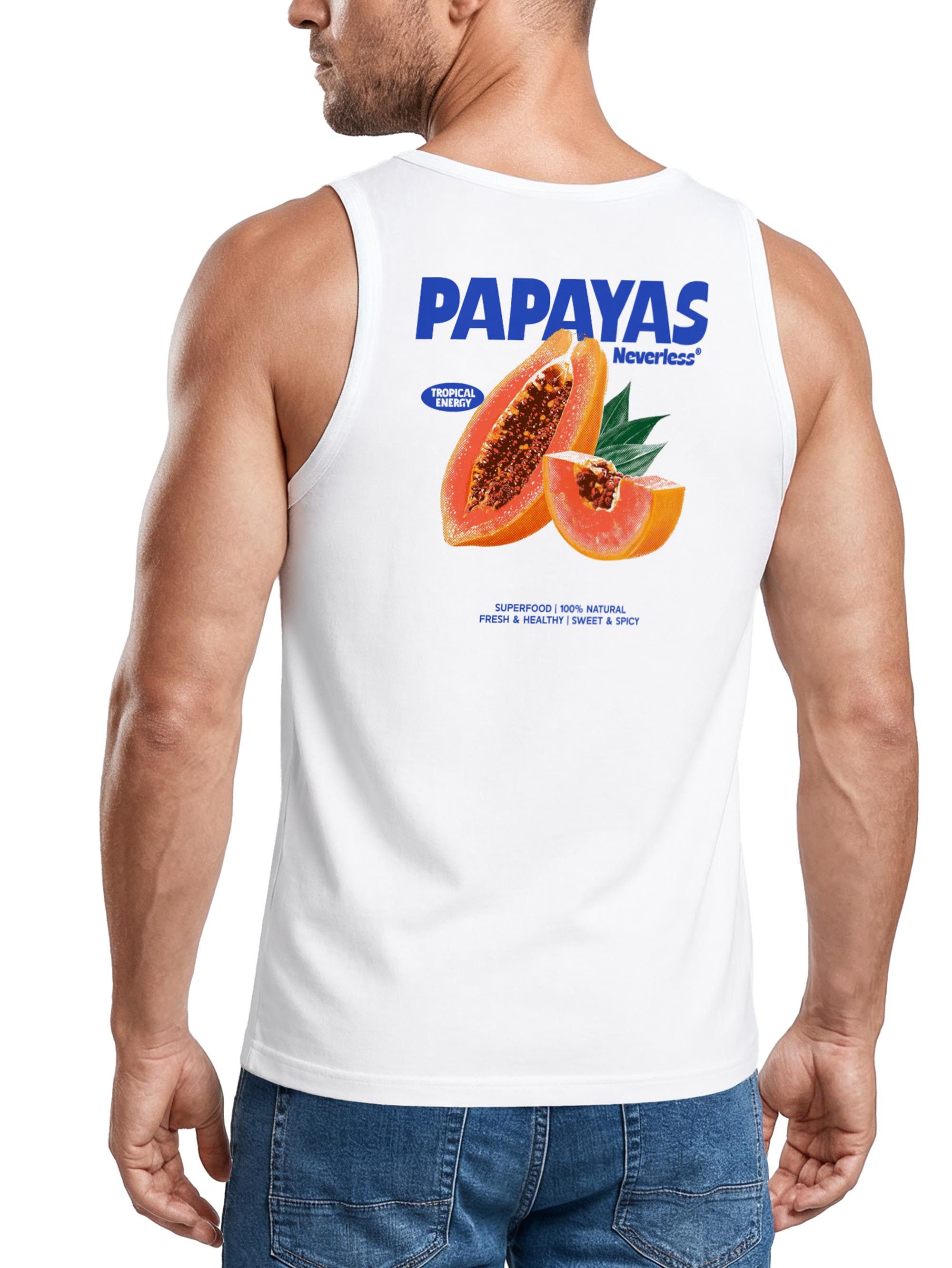 Neverless Tanktop Tanktop Herren mit Grafik-Print Rückendruck - Papaya - Trägershirt mit Print