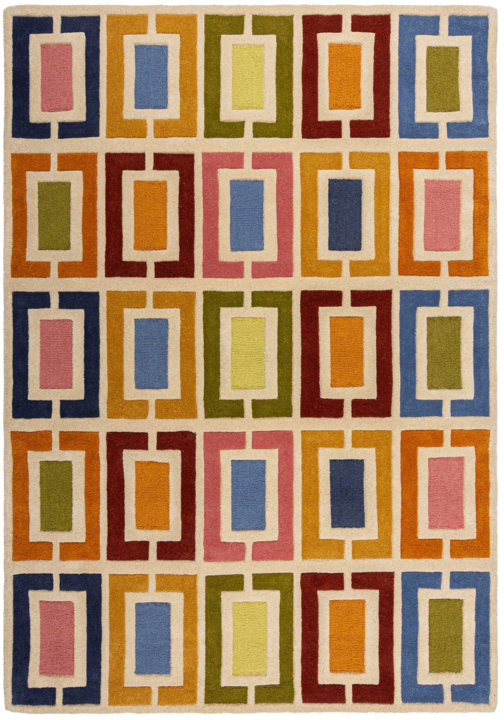 FLAIR RUGS Wollteppich Retro Blocks mit Hoch-Tief-Effekt, rechteckig, Höhe: günstig online kaufen