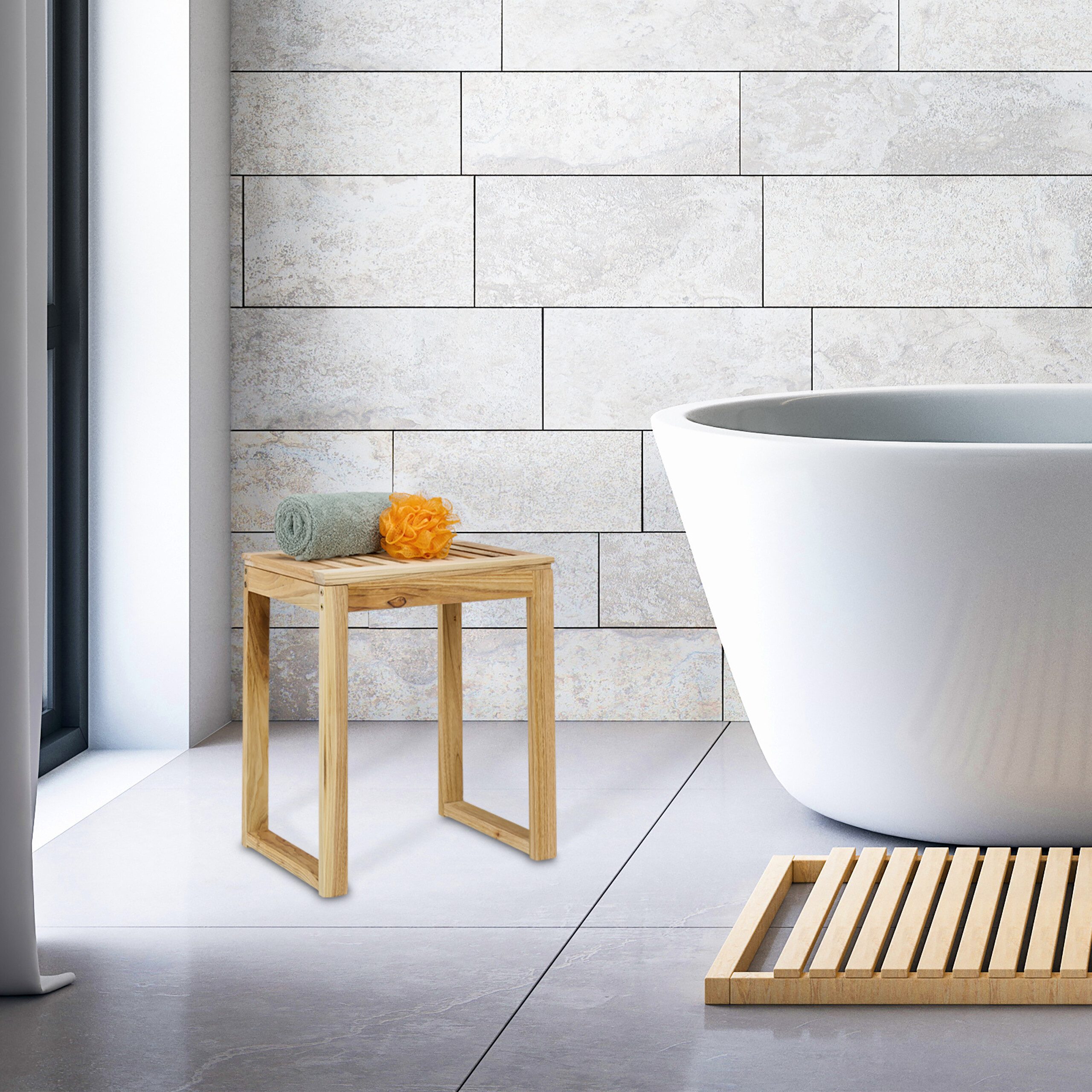 relaxdays Badhocker Hocker aus Holz