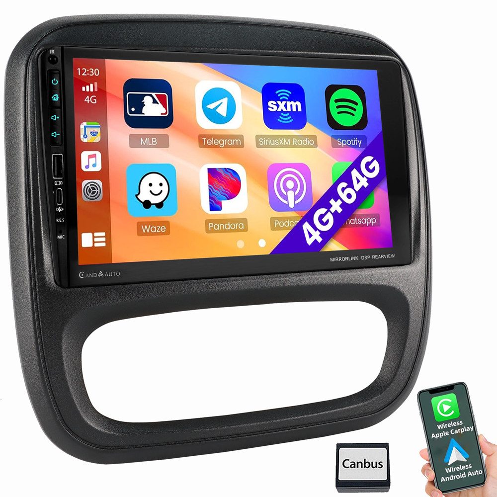 ESSGOO Für Opel Vivaro B/Renault Trafic III Android 15 FM AM ASP TYPE-C NAVI Autoradio (RDS, Digitalradio (DAB), FM, AM, Apple Carplay Android Auto SWC EQ BT)