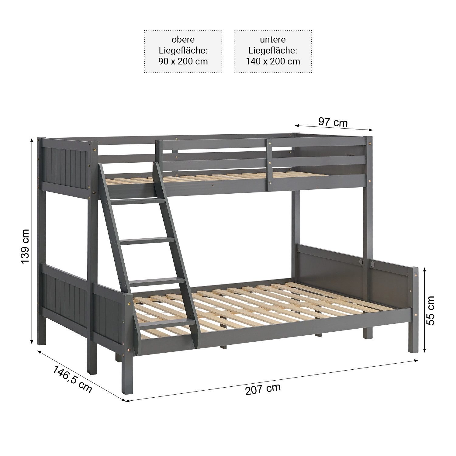 Homestyle4u Etagenbett 90x200 und 140x200 Kinderbett günstig online kaufen