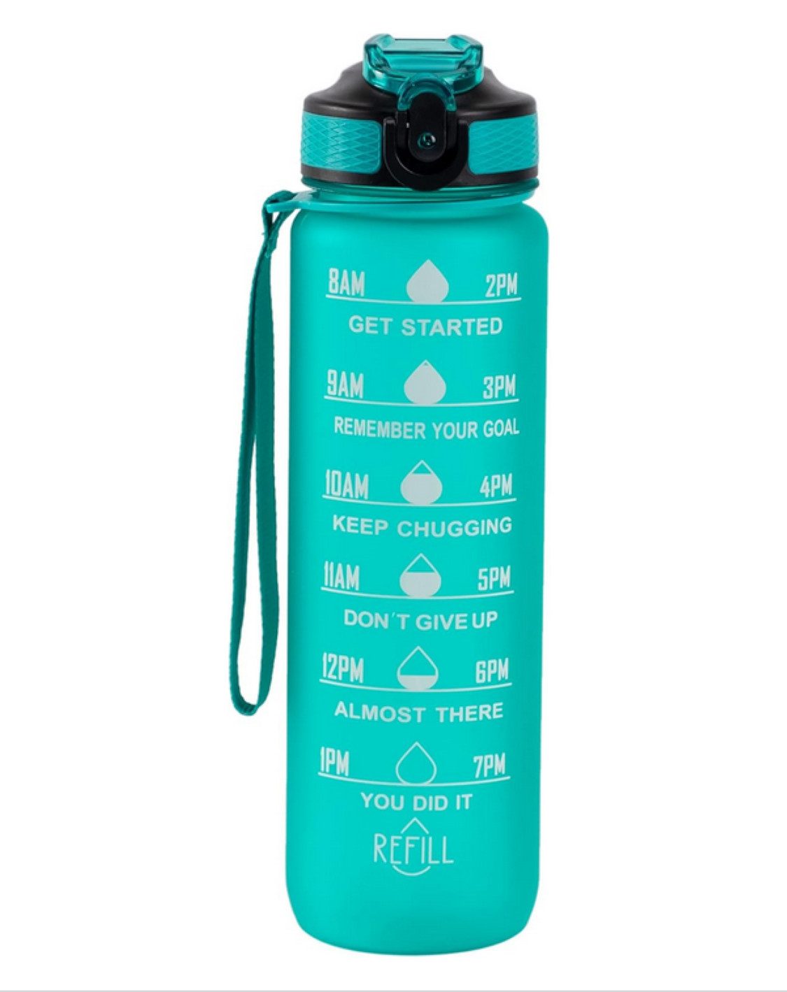 Botells Trinkflasche Sport Trinkflasche, Motivation, Wasserflasche + Strohhalm & Shakerball, Trinke während deiner Aktivität, leicht, auslaufsicher, motivierend