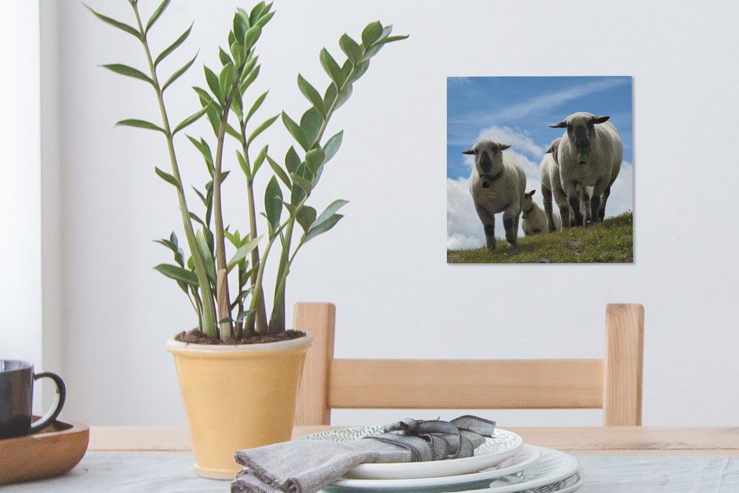 für Wohnzimmer Bilder - Schafe bunt (1 Berge Schlafzimmer OneMillionCanvasses® St), Leinwandbild Leinwand - Alpen,