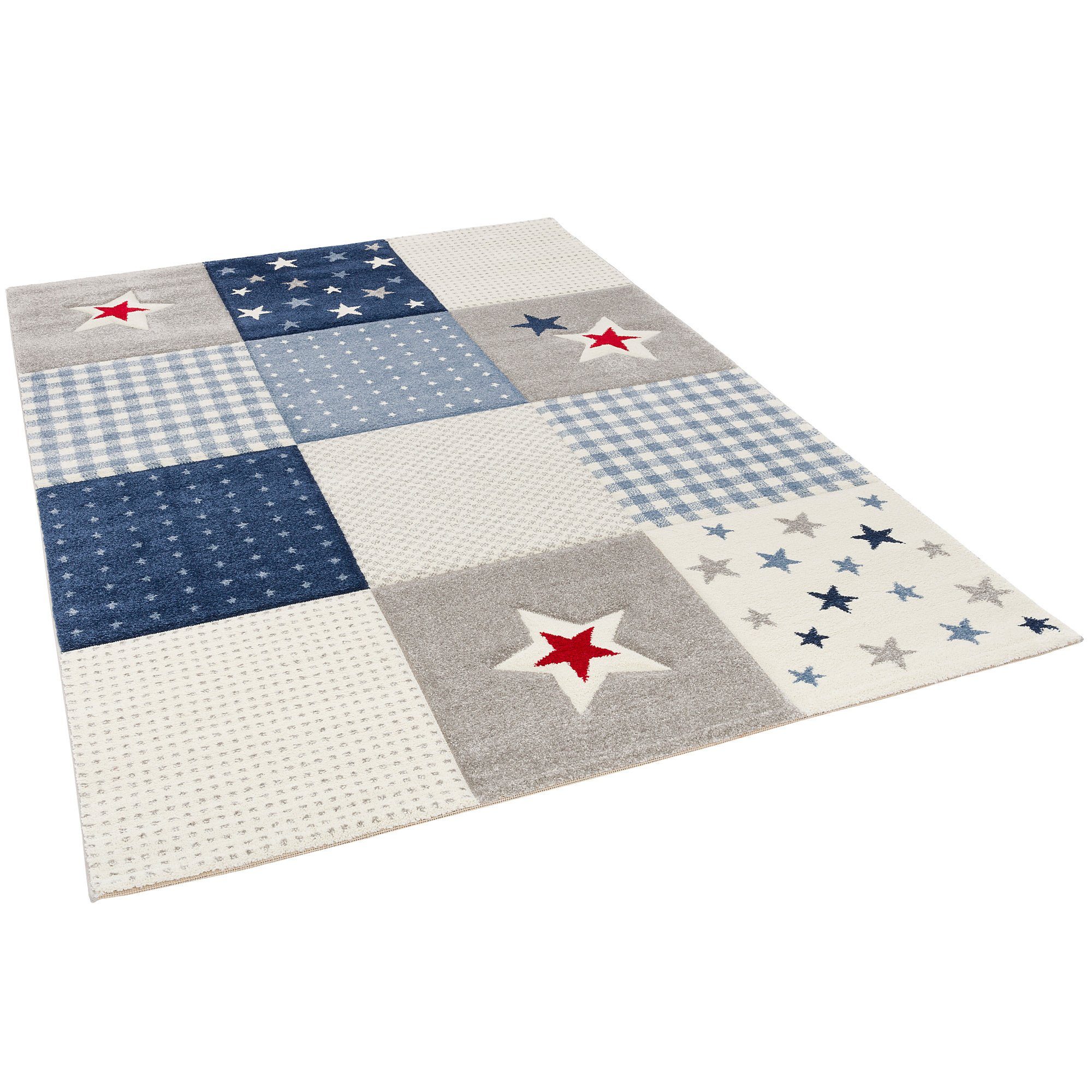 Pergamon Kinderteppich Kinder Teppich Maui Kids Karo Sterne, Rechteckig, Höhe: 13 mm