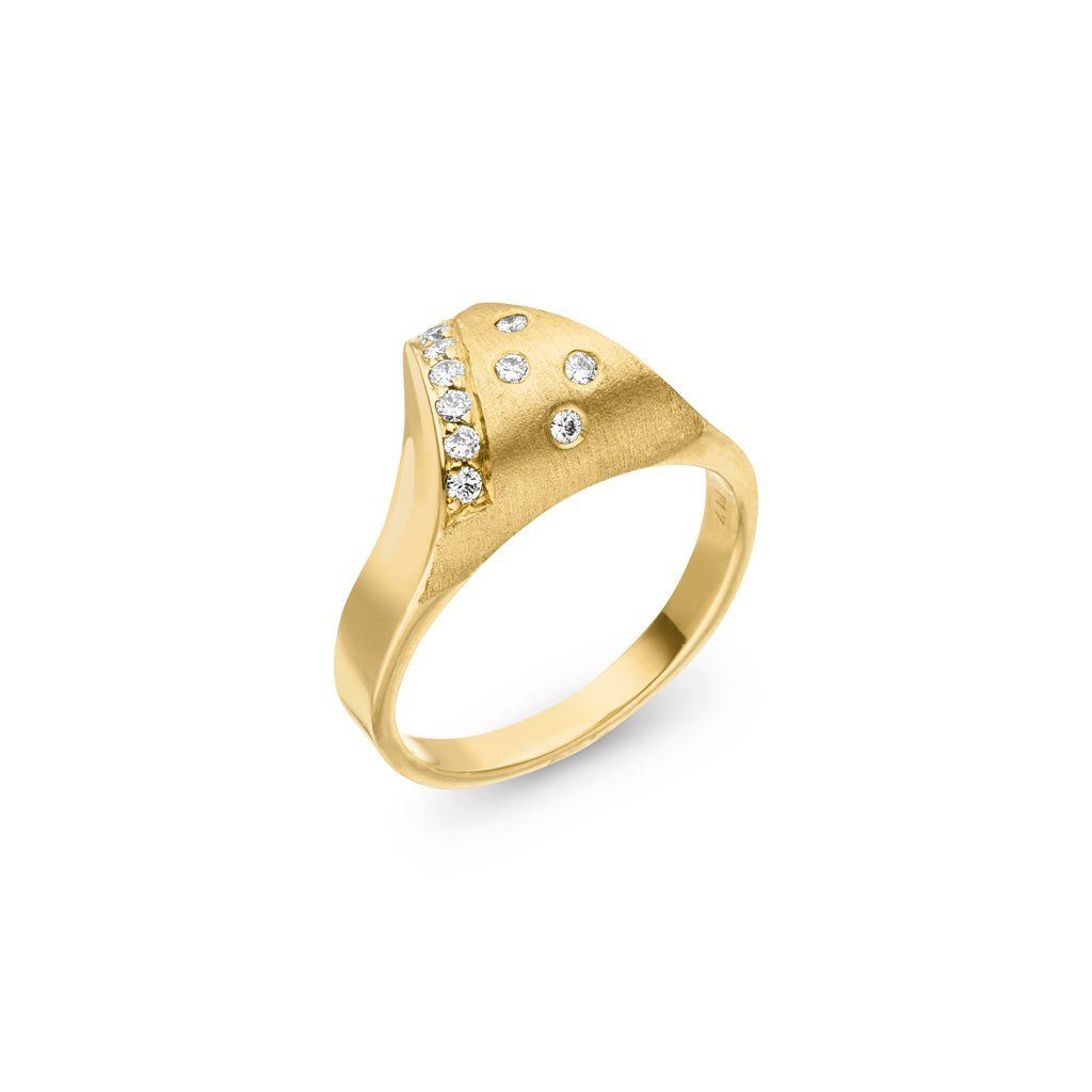 Karat Ring SKIELKA Goldschmiedearbeit (Gelbgold 0,17 DESIGNSCHMUCK Deutschland hochwertige Diamant Goldring aus "Python" 585),
