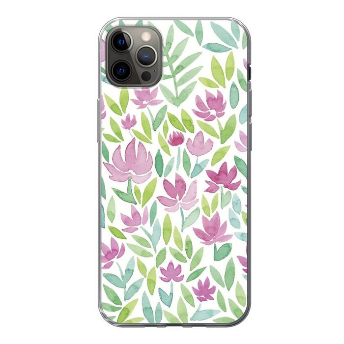 MuchoWow Handyhülle Ein Aquarell mit Blumenmuster Handyhülle Apple iPhone 12 Pro Max Smartphone-Bumper Print Handy