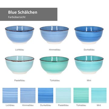 MamboCat Müslischale Blue 6er Set Snack- & Dip-Schälchen Ø12cm 200ml blaue Dessert-Schale, Steingut