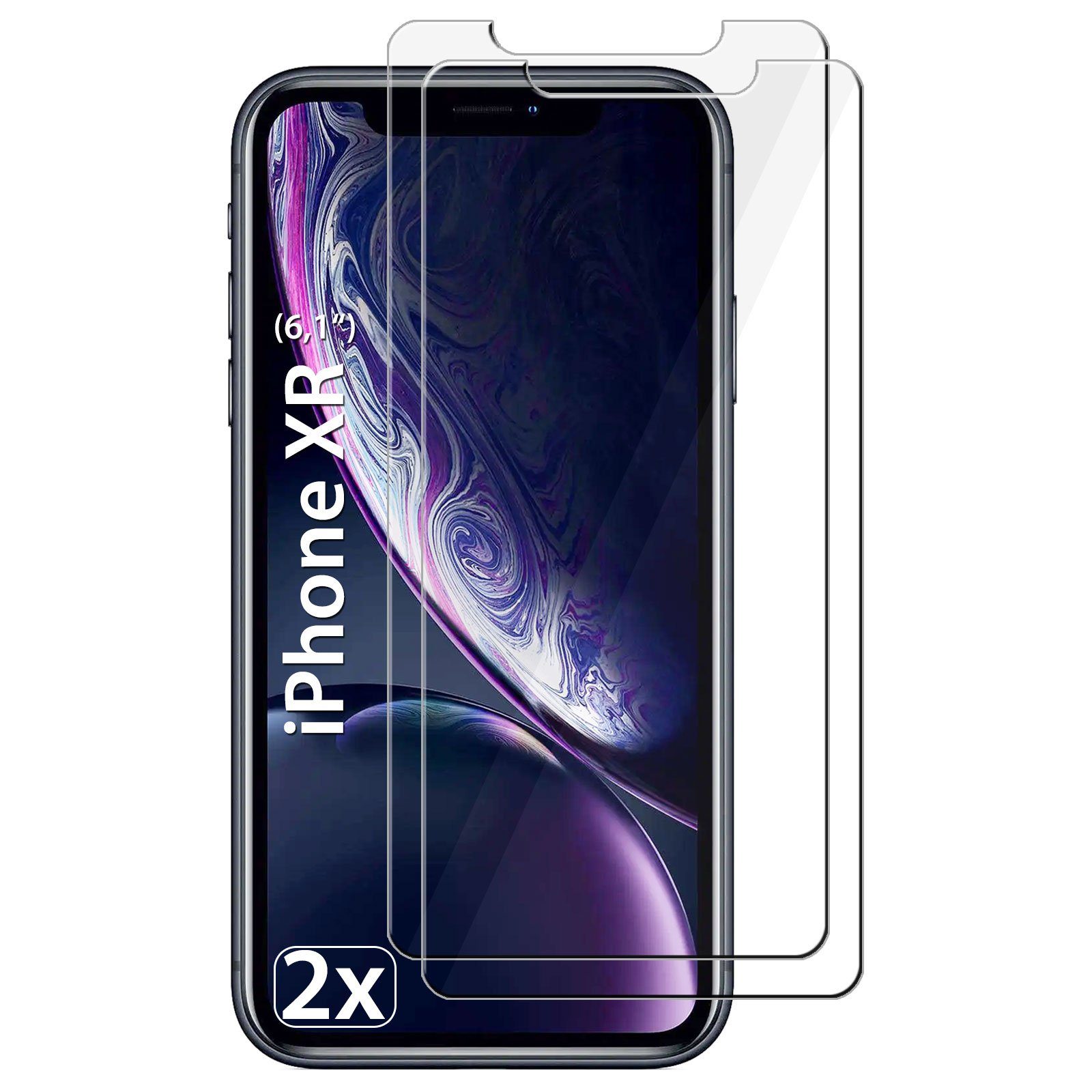 Dooloo Schutzfolie »2x Ultraglas HD Panzerglas für iPhone XR«, (Spar-Set,  2-St., Mit Reinigungskit), Schutzglas 9H Panzerfolie