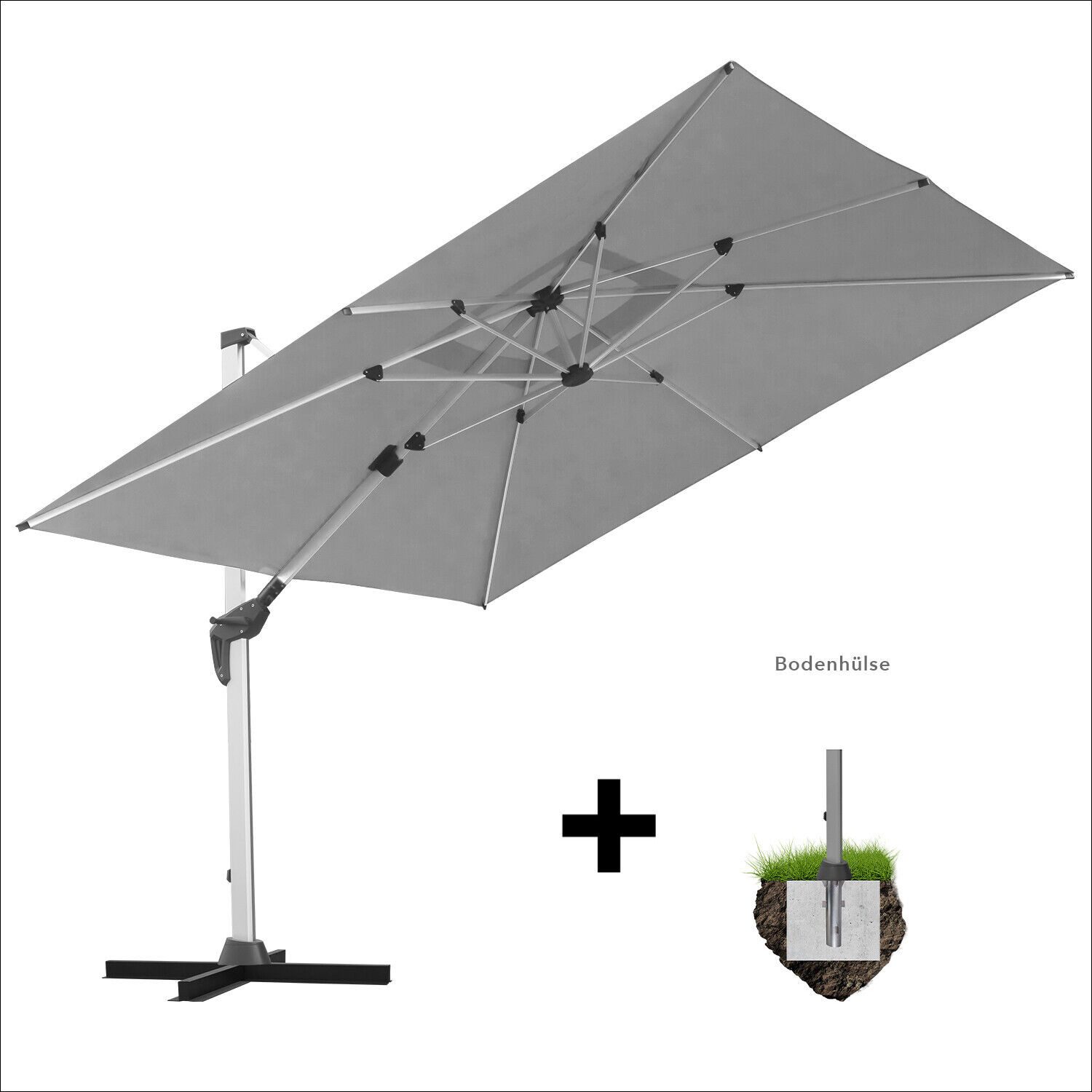 anndora-sonnenschirm Ampelschirm aus Aluminium Marktschirm, LxB: günstig online kaufen