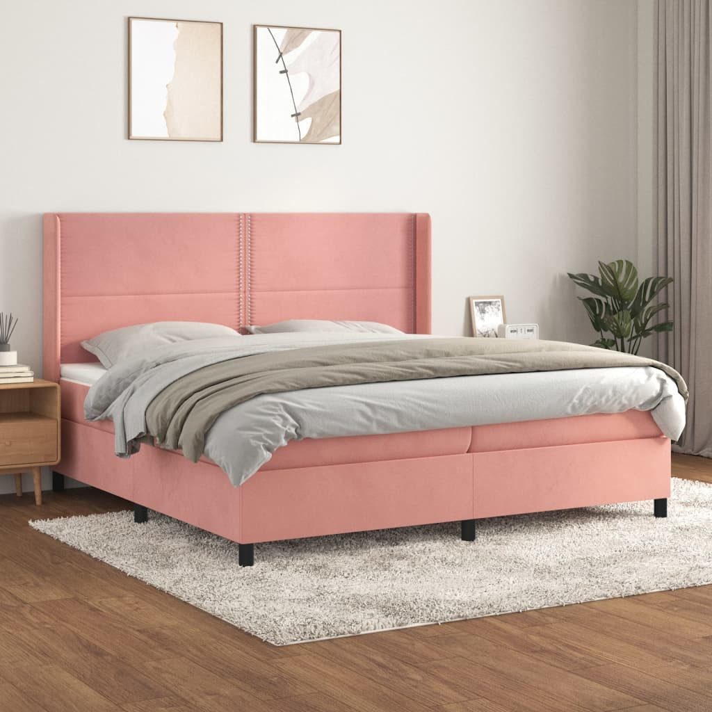 vidaXL Boxspringbett Boxspringbett mit Matratze Rosa 200x200 cm Samt Bett B günstig online kaufen