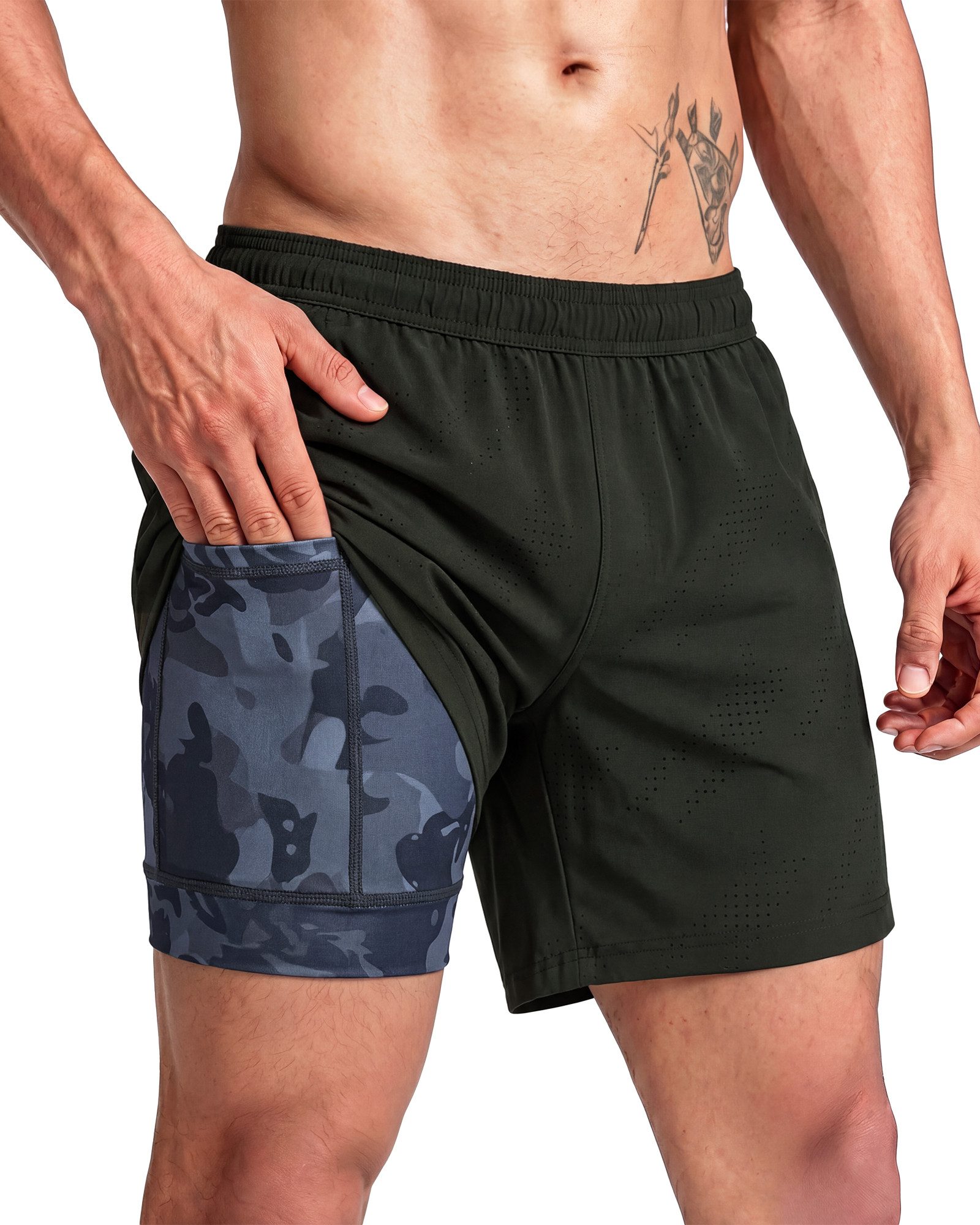 MaaMgic Laufshorts Herren 2-in-1 atmungsaktiv Trainingsshorts Stretch kurz Sporthose (1-tlg)