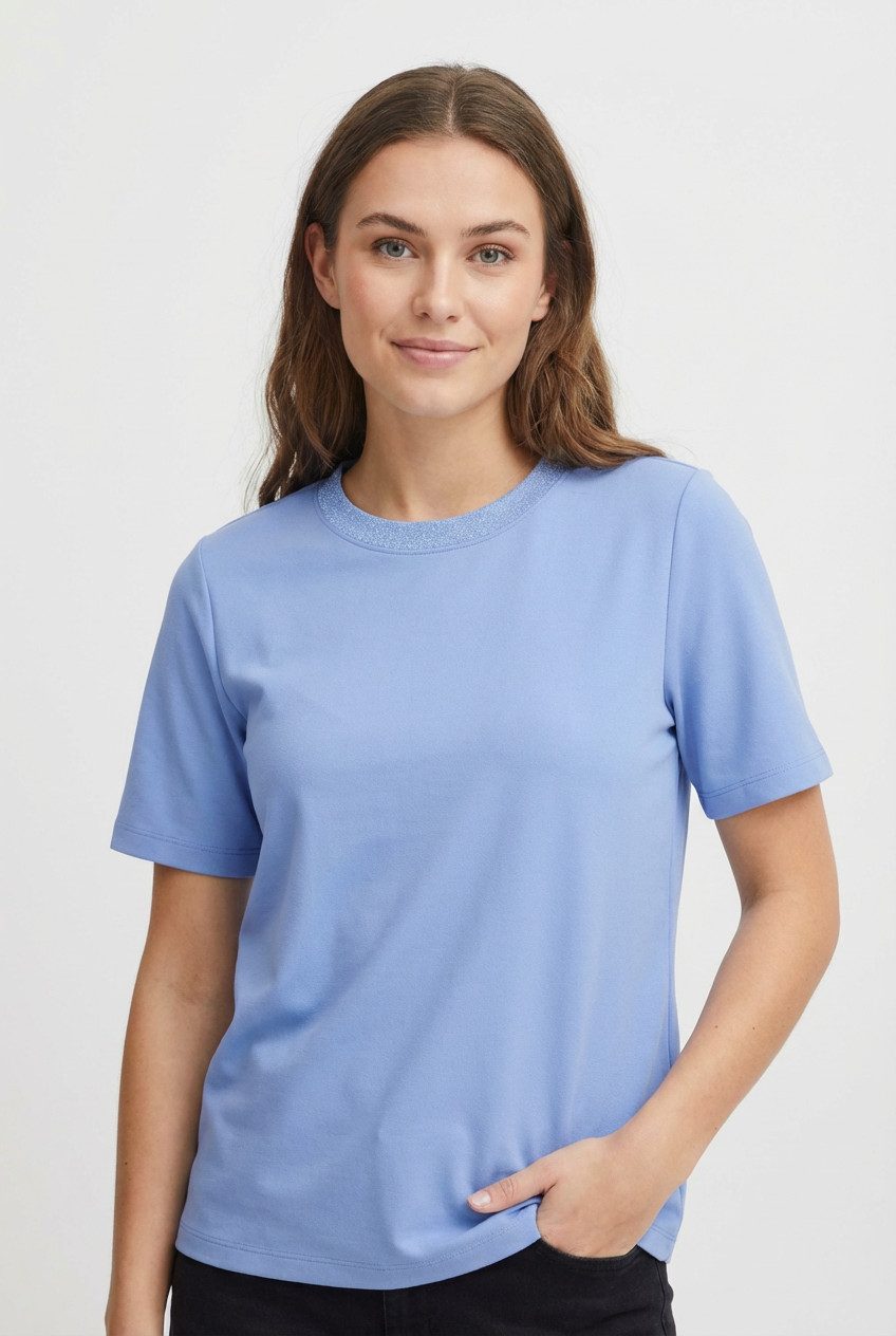 pieces Kurzarmshirt PCRIA SS LUREX NECK TEE JRS NOOS BC mit Glitzerdetail
