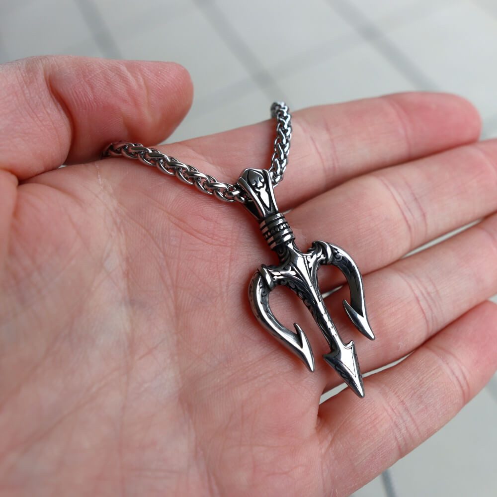 DALMARO Kette mit Anhänger Lederkette Edelstahlkette 316L DREIZACK, Herren günstig online kaufen