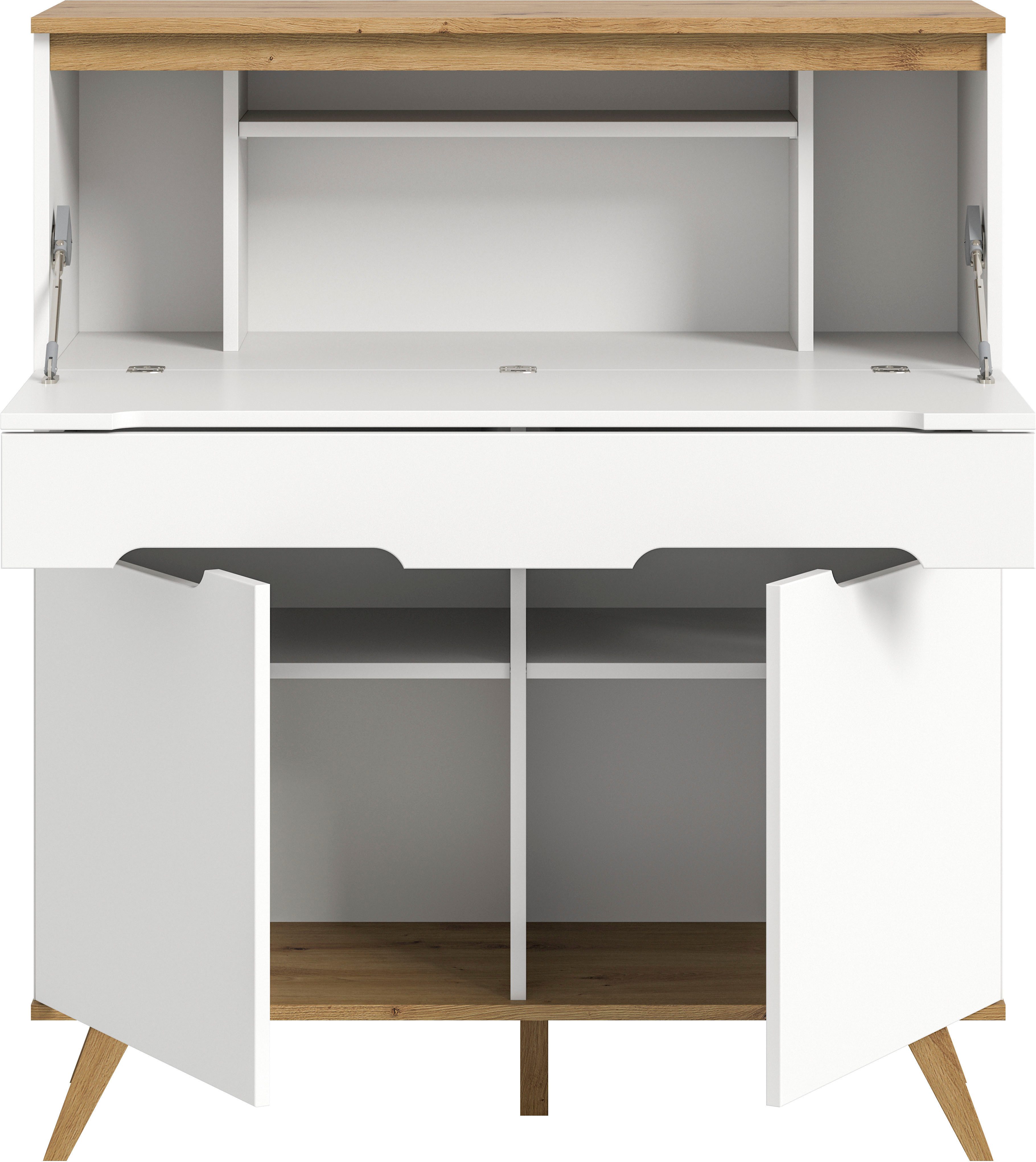 Home affaire Sekretär Alesund, Höhe 118cm, 2 Türen, 1 Schubkasten,konischer Fuß, Scandi-Look, Anrichte, Schrank, Kommode, Midischrank, Wohnmöbel, Wohnzimmer – Bild 5 von 5