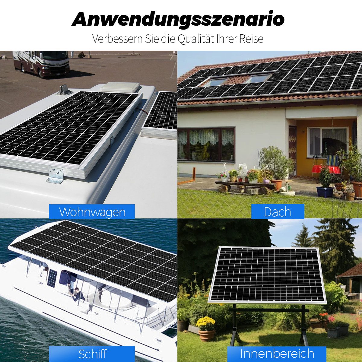 Rhein Beleuchtung Solarmodul 200W 12V Solar Set Solarmodul Monokristallin Wohnmobil Camping, 200 W, Monokristallin, (Set, 3-St., Inkl. MPPT-Regler und 3m MC4-Kabel – Ideal für Garten & Inselbetrieb), Hohe Effizienz & Halbzellen-Technologie für mehr Energieausbeute