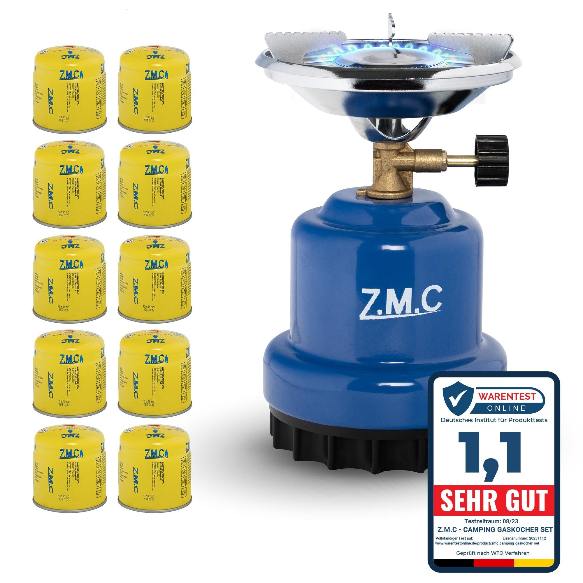 ZMC Gaskocher Campingkocher Gaskocher Shisha Kohleanzünder + Gaskartuschen 190g, (Maximale Temperatur: 1100W / Gewicht: 520g / Butangas), Butangasbrenner Kartuschenkocher Kochfeld für Festivals, Wanderungen