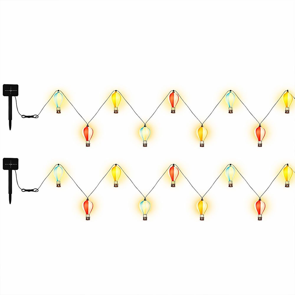 GLOBO LIGHTING LED Solarleuchte, LED-Leuchtmittel fest verbaut, Warmweiß, 2x Solarleuchte Lichterkette LED Heißluftballons Außenleuchte