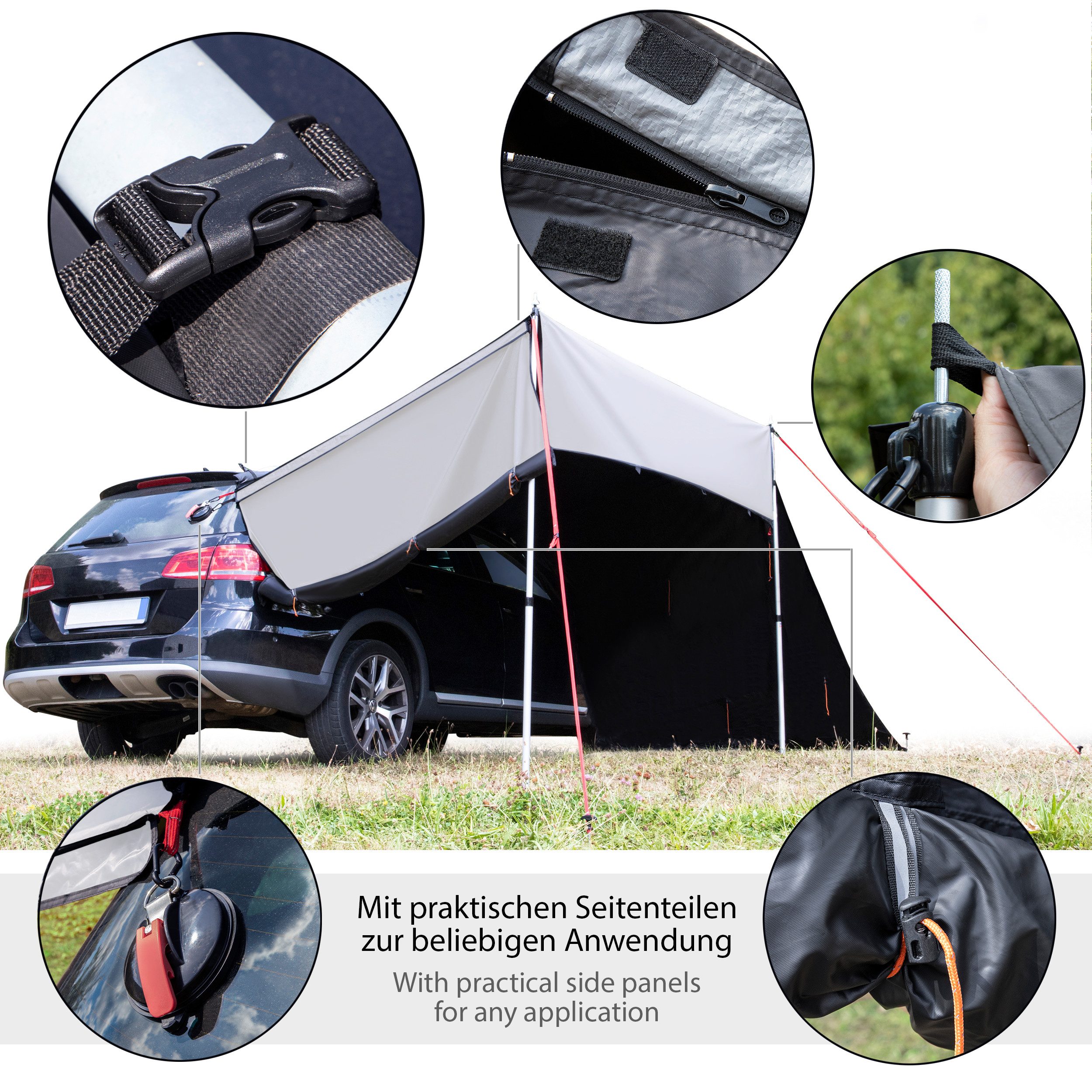 ONVAYA Sonnensegel Auto-Sonnensegel, Schutz vor Wind, Regen, Sonne, 6 Aufbauvarianten