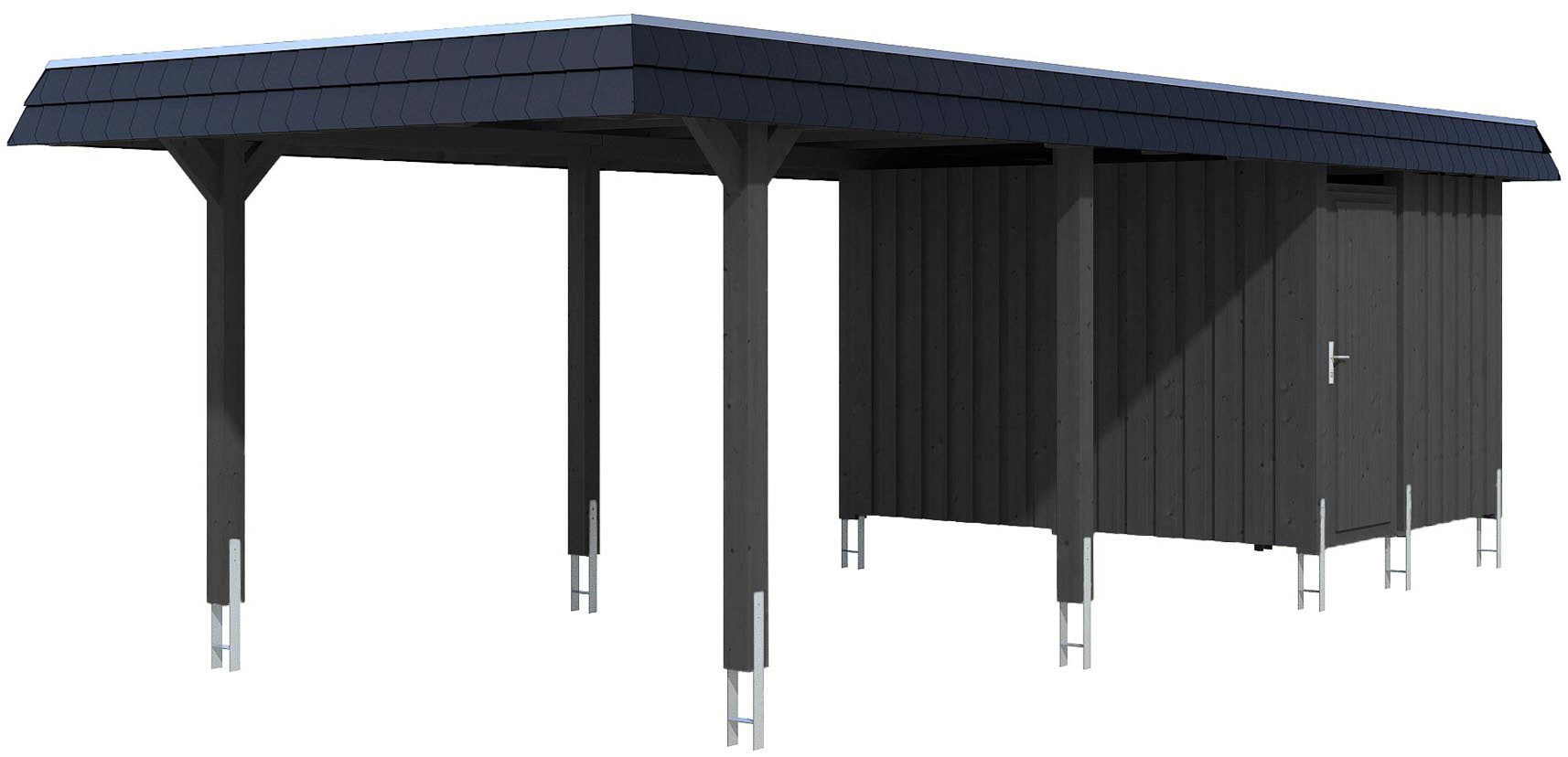 Skanholz Einzelcarport Wendland, BxT: 362x870 cm, 243 cm Einfahrtshöhe