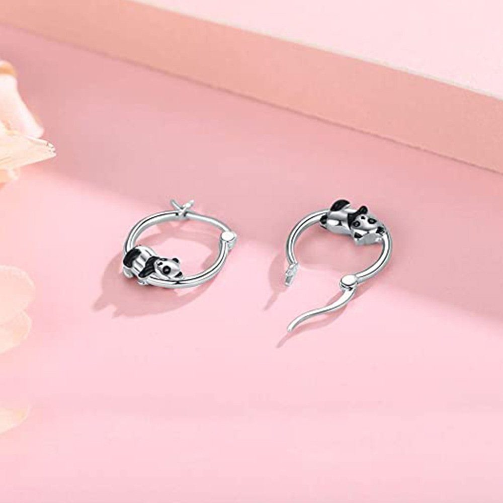 Panda-Ohrringe,Cartoon-Ohrringe Paar Creolen Ohrhänger Damen Haiaveng Mädchen, Schmuck Ohrringe Tier für