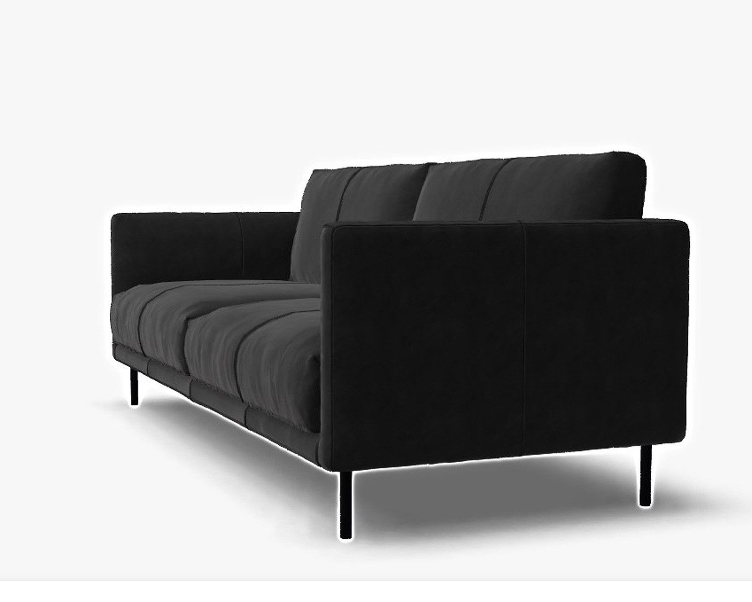 Rolf Benz 2,5-Sitzer Sofa Rolf Benz freistil 133 Leder schwarz 202cm, Echtes Leder