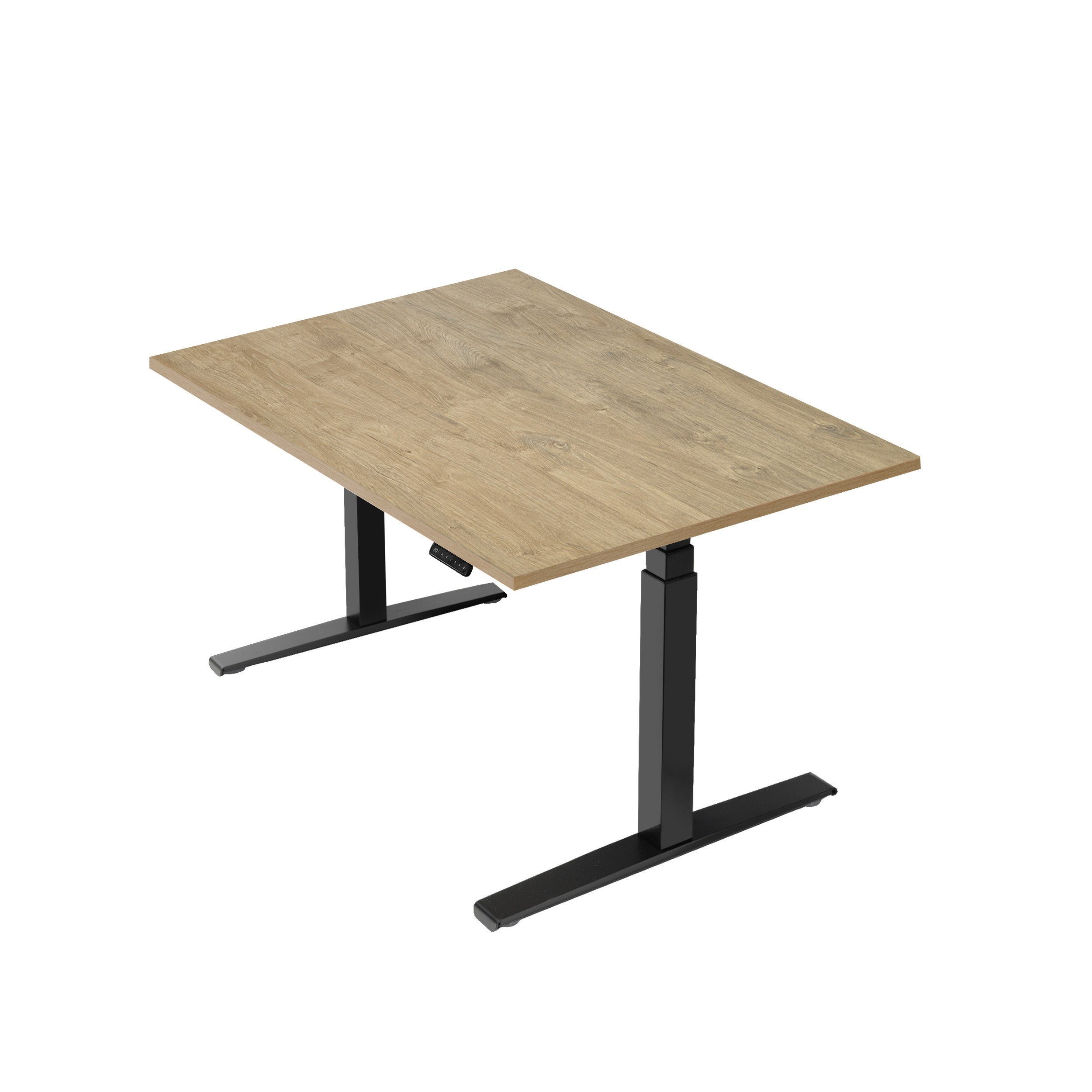 Tischplatte x mm/Sek, Wildeiche Basic | office® Line, 80 höhenverstellbar 80 Schwarz Schreibtisch Schwarz cm Wildeiche boho (RAL9005) 120